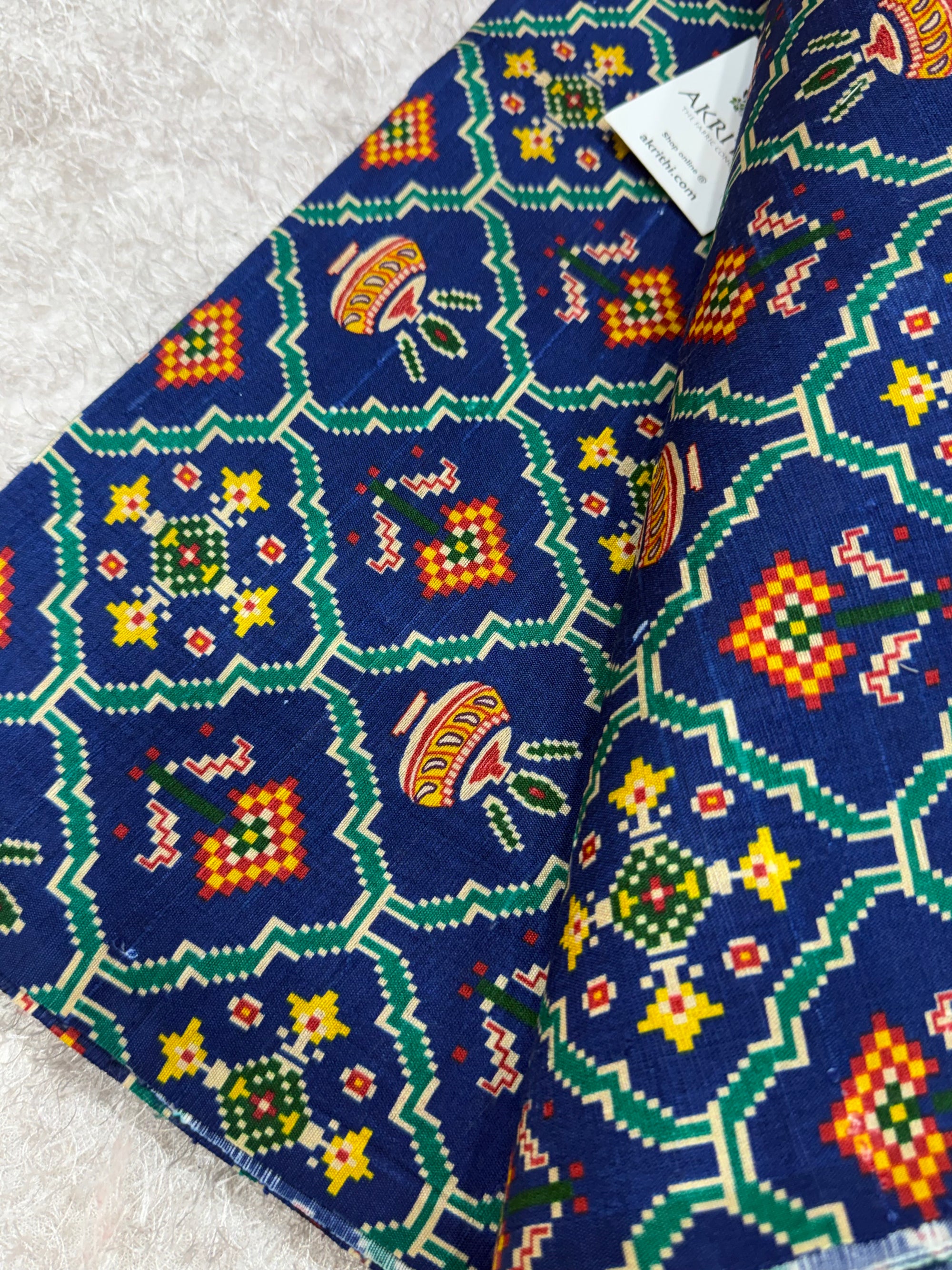 Digital Patola Printed pure raw silk fabric