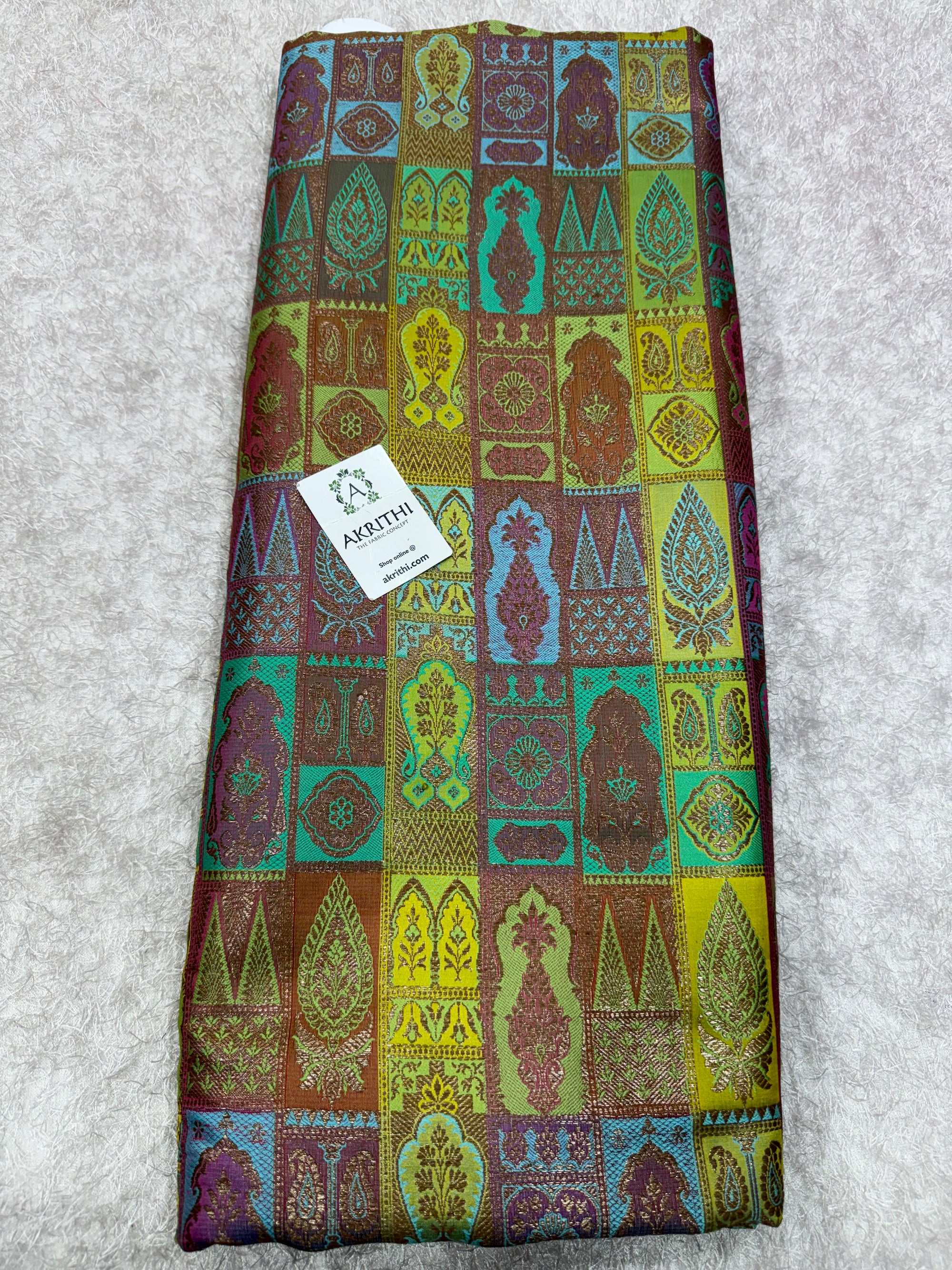 Multicoloured Pure Banarasi brocade fabric