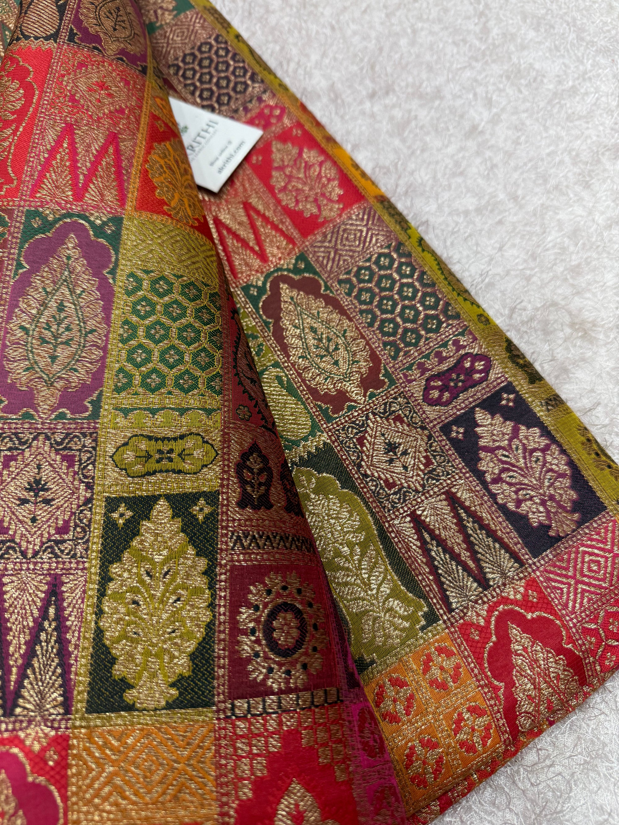 Multicoloured Pure Banarasi brocade fabric
