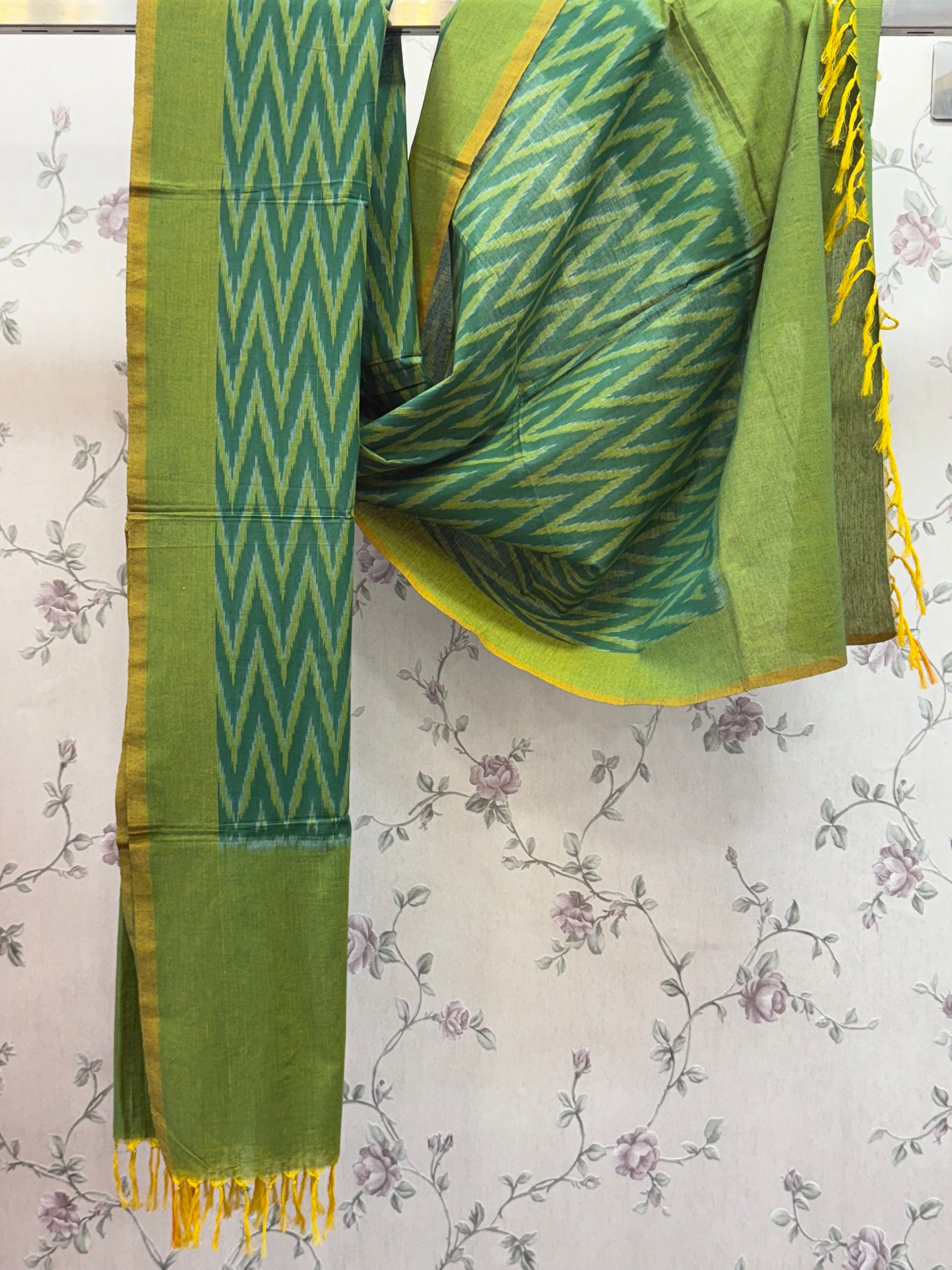 Handloom Pochampally mercerised cotton ikat dupatta