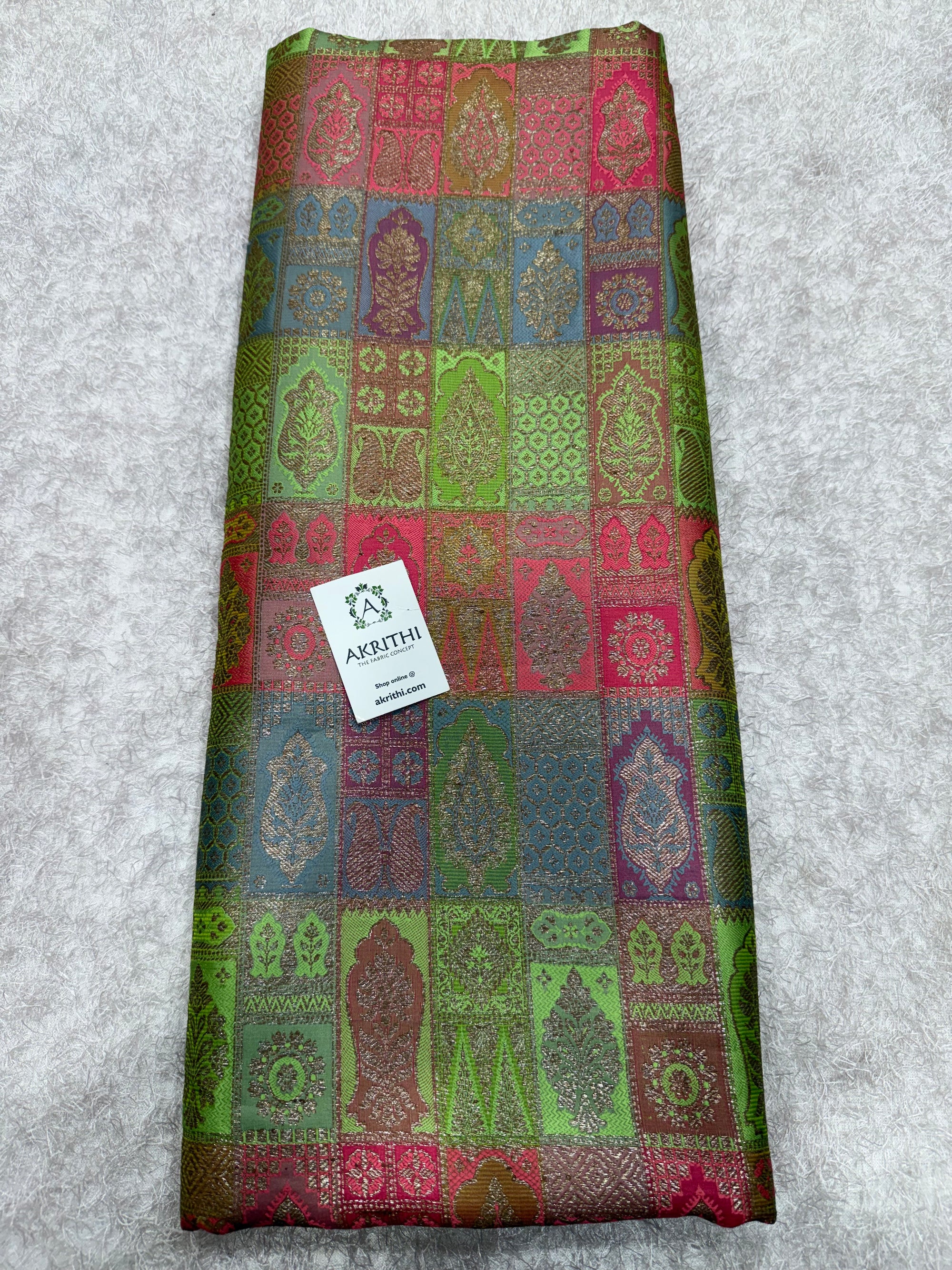 Multicoloured Pure Banarasi brocade fabric