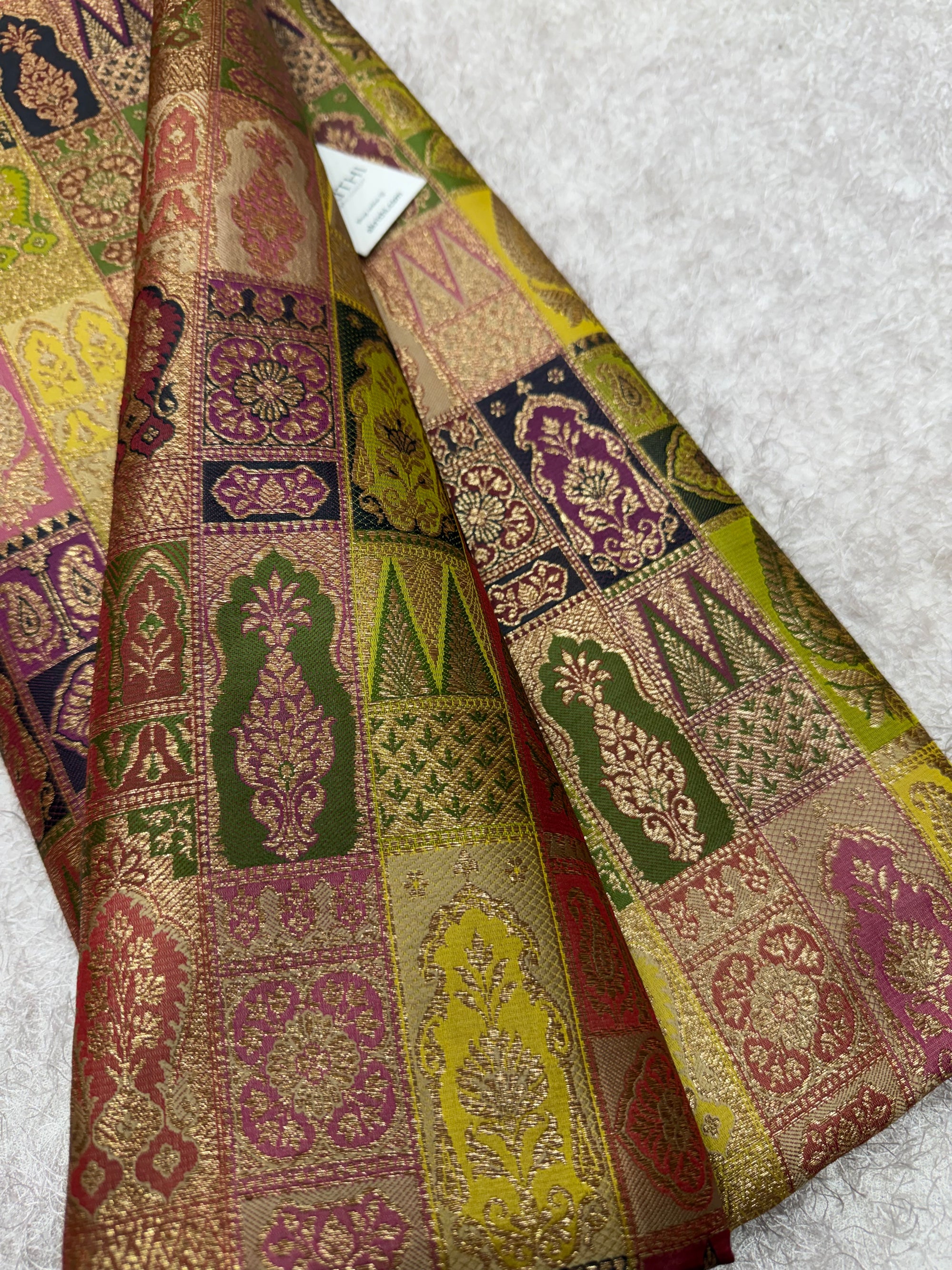 Multicoloured Pure Banarasi brocade fabric
