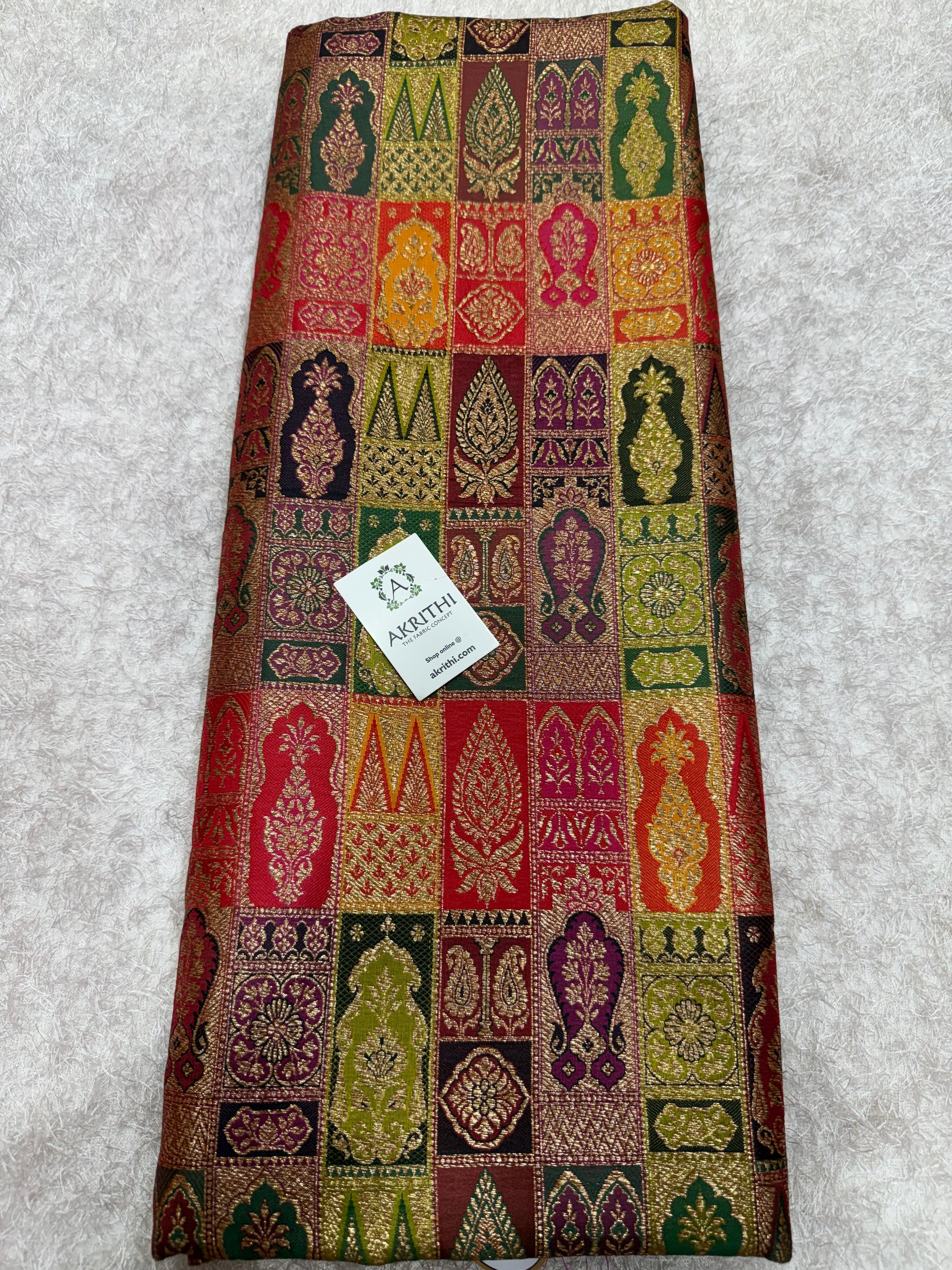 Multicoloured Pure Banarasi brocade fabric