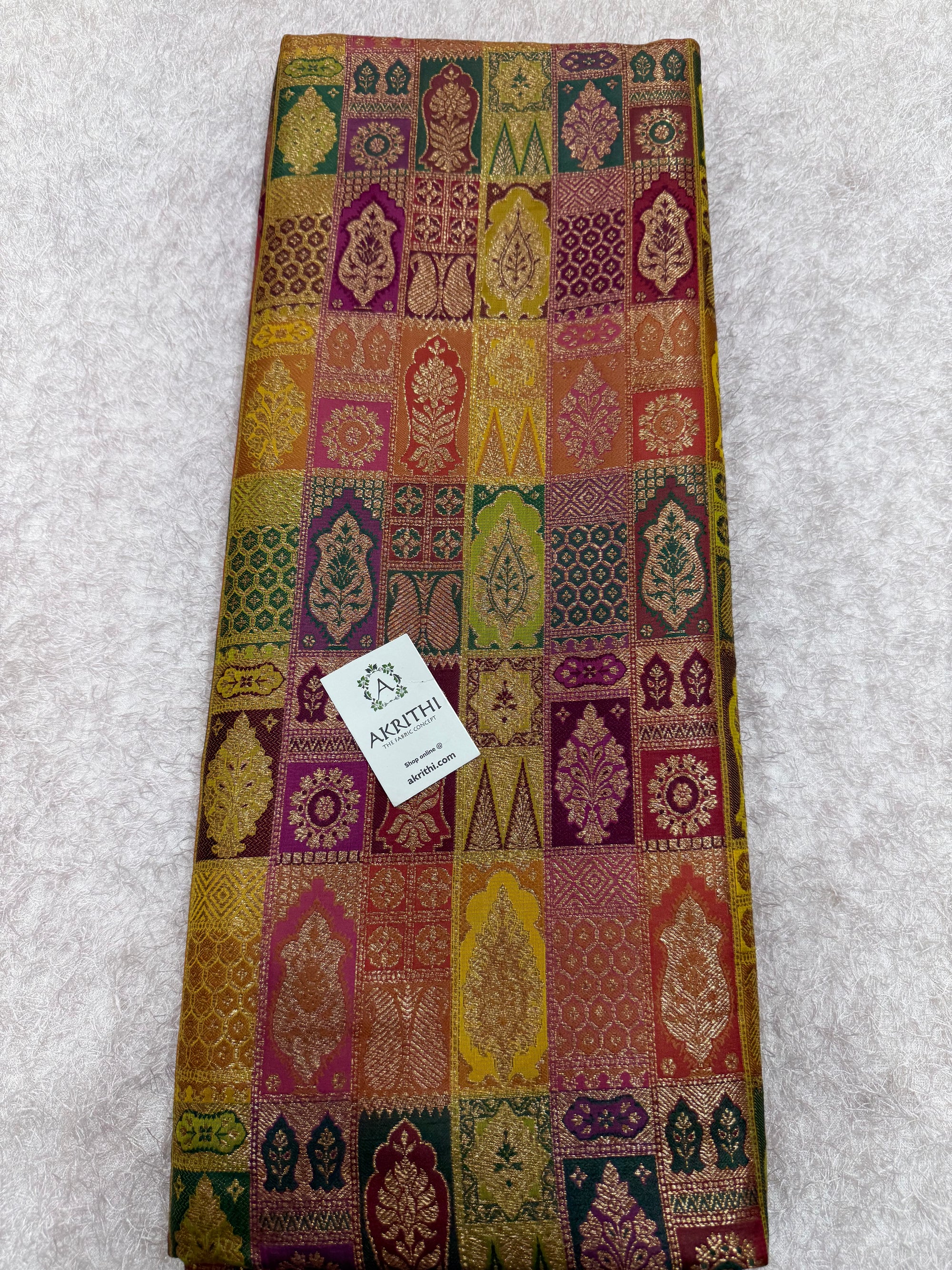 Multicoloured Pure Banarasi brocade fabric