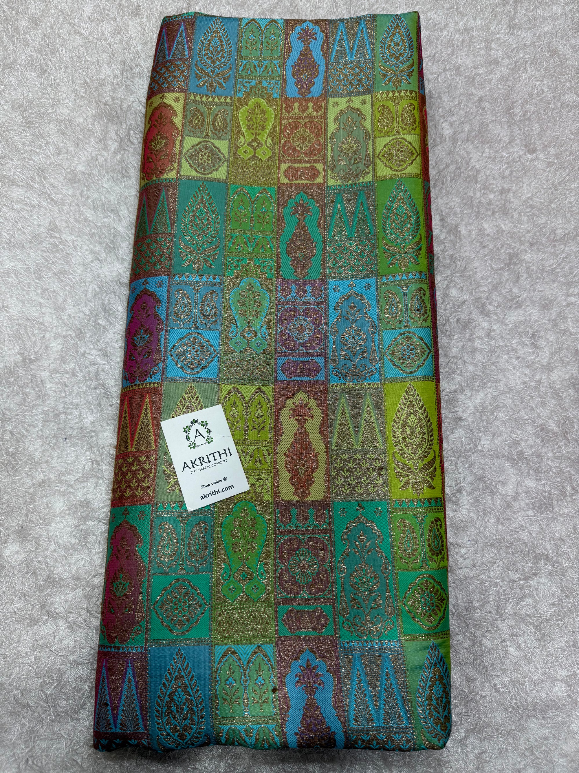 Multicoloured Pure Banarasi brocade fabric