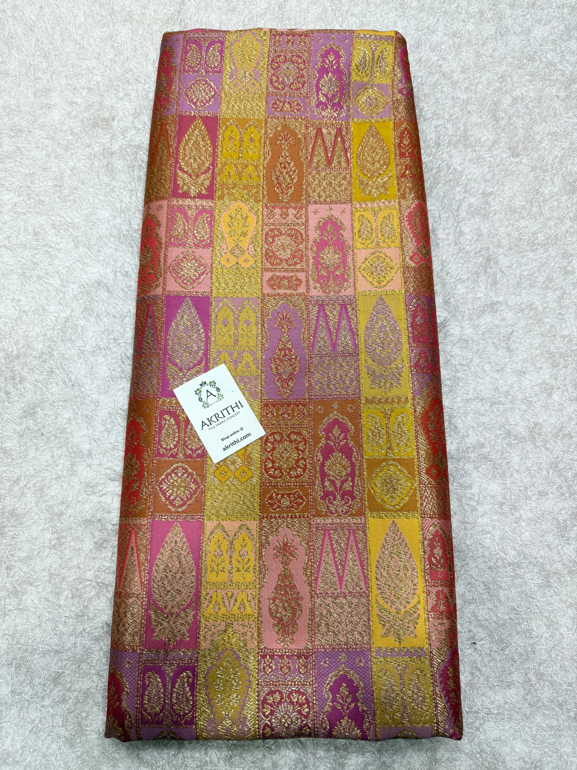 Multicoloured Pure Banarasi brocade fabric
