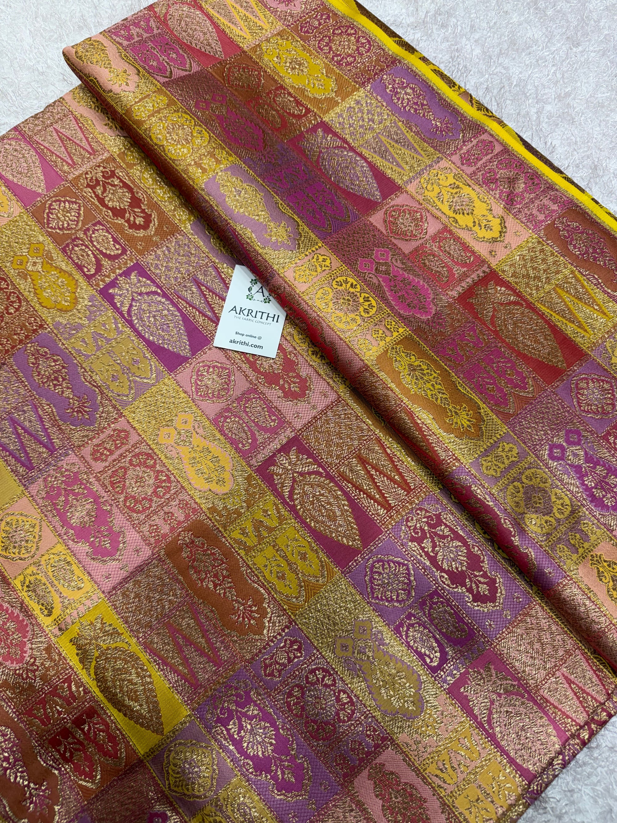 Multicoloured Pure Banarasi brocade fabric
