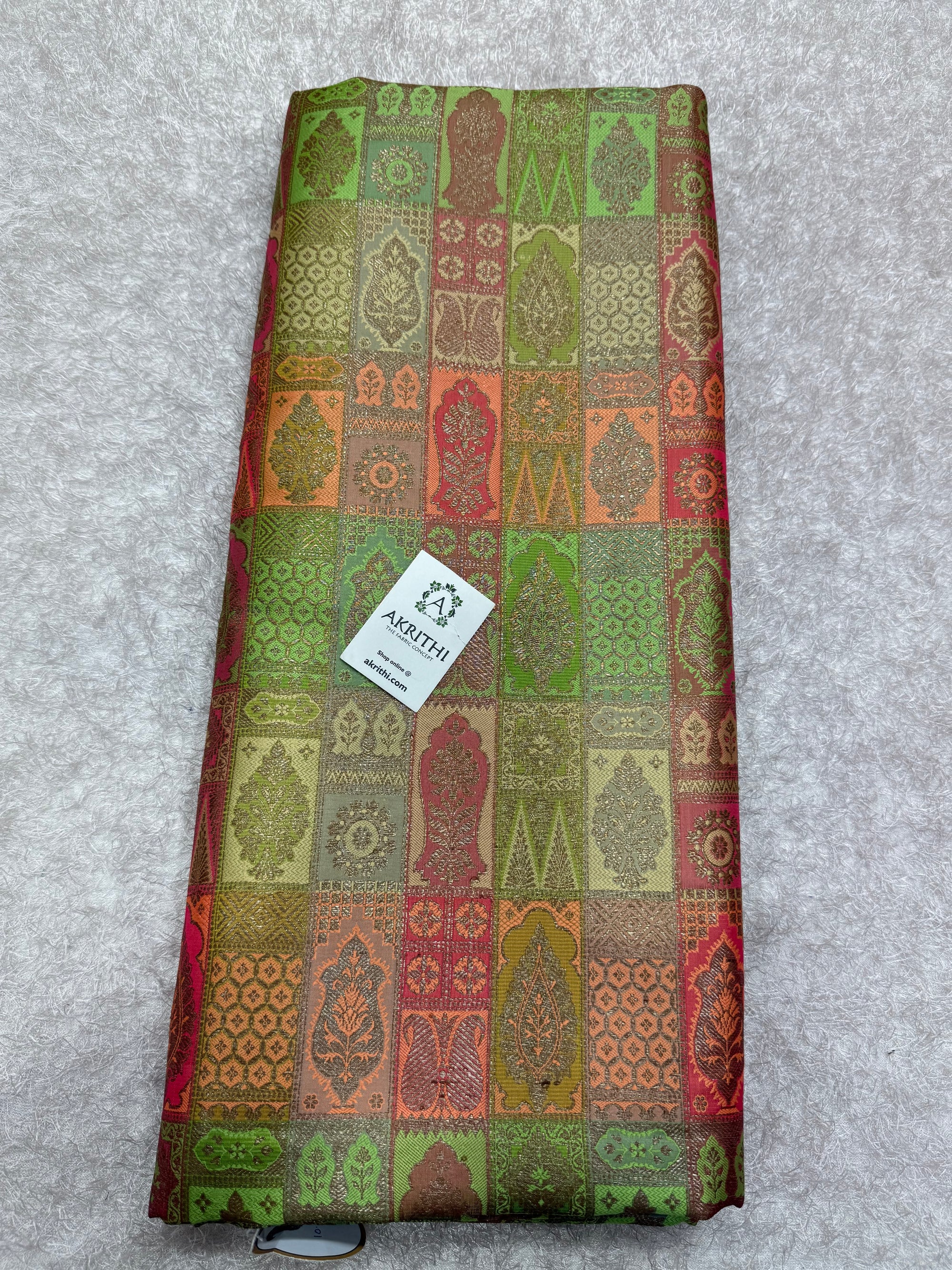 Multicoloured Pure Banarasi brocade fabric