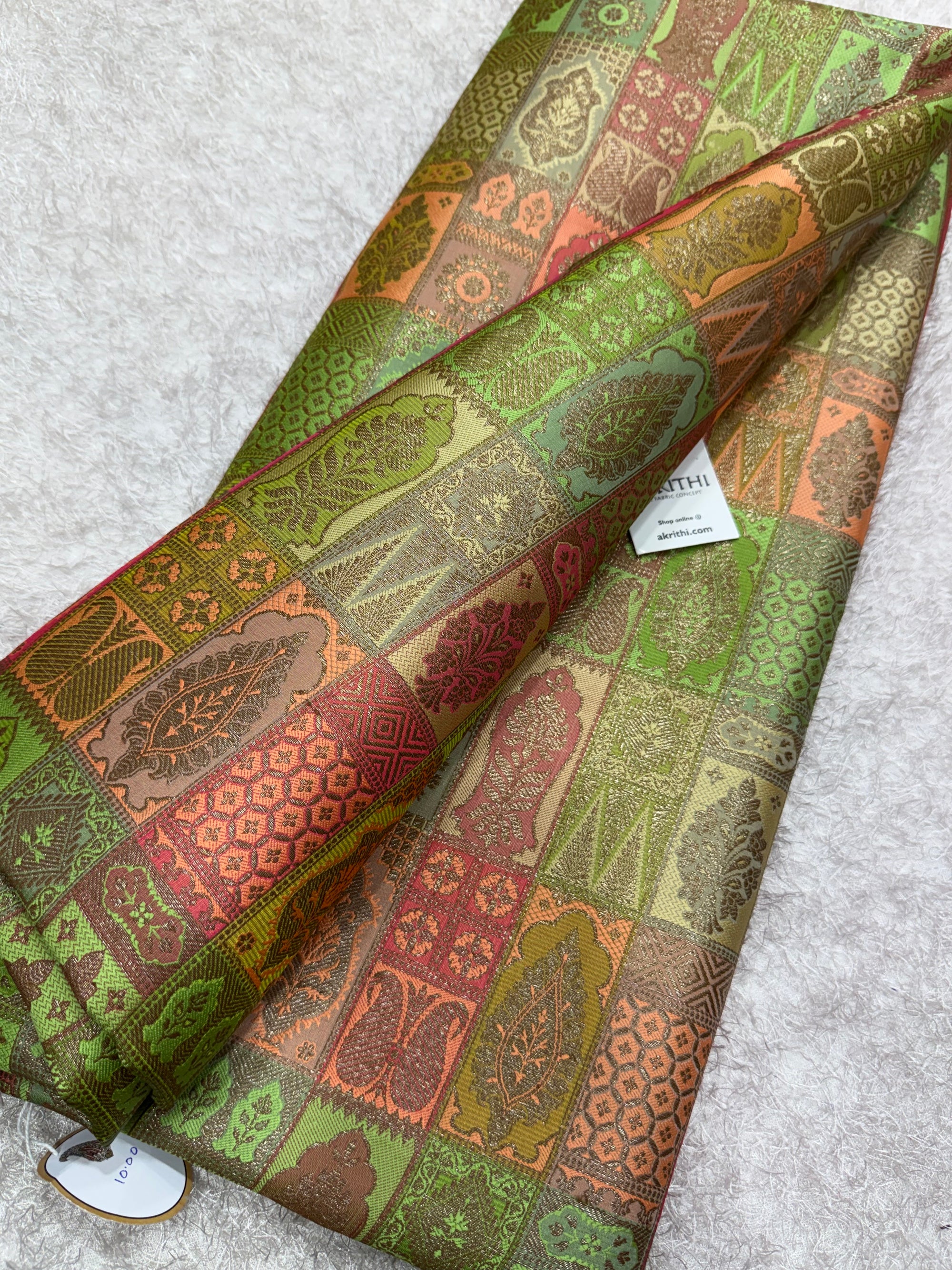 Multicoloured Pure Banarasi brocade fabric
