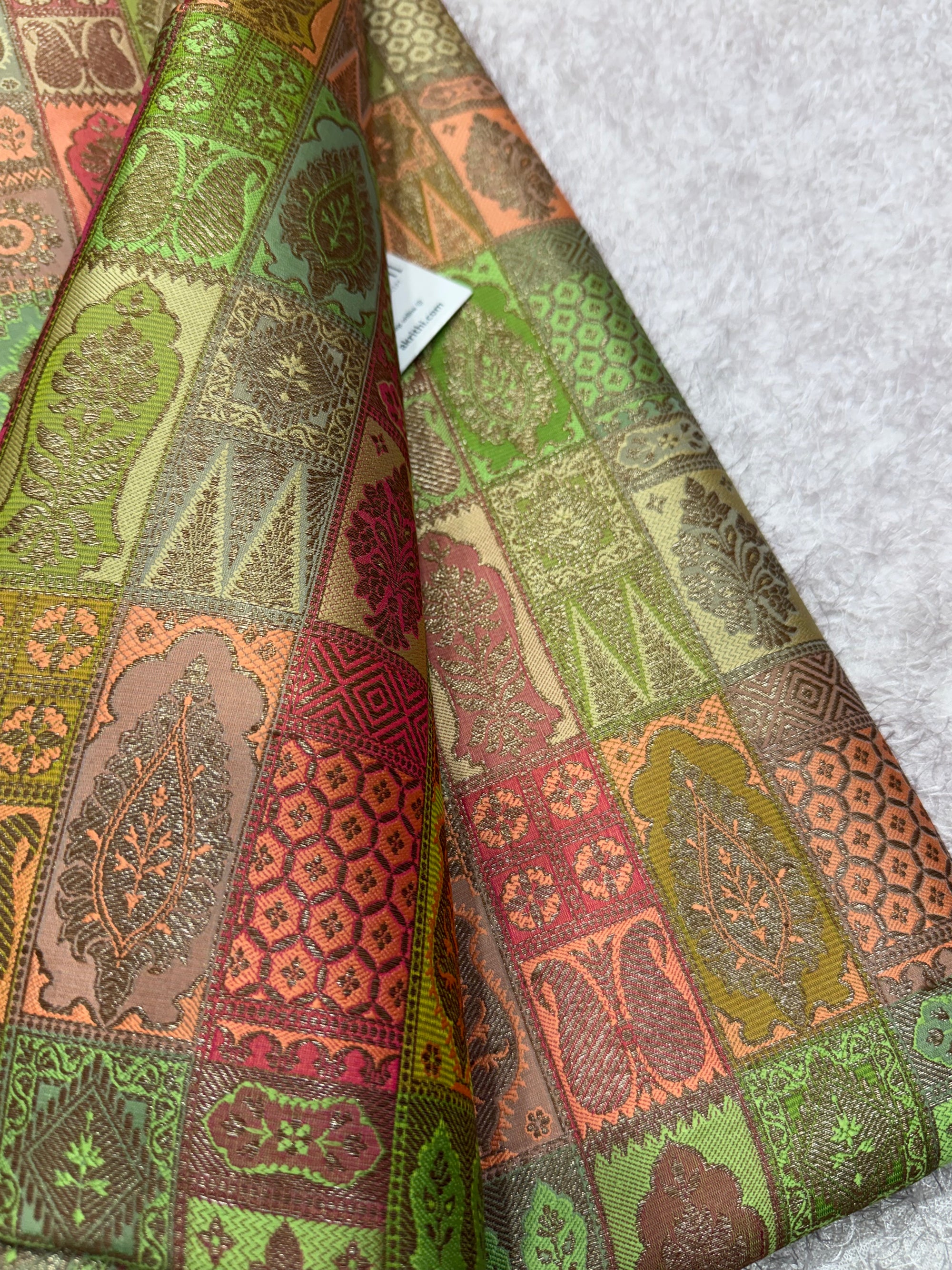 Multicoloured Pure Banarasi brocade fabric