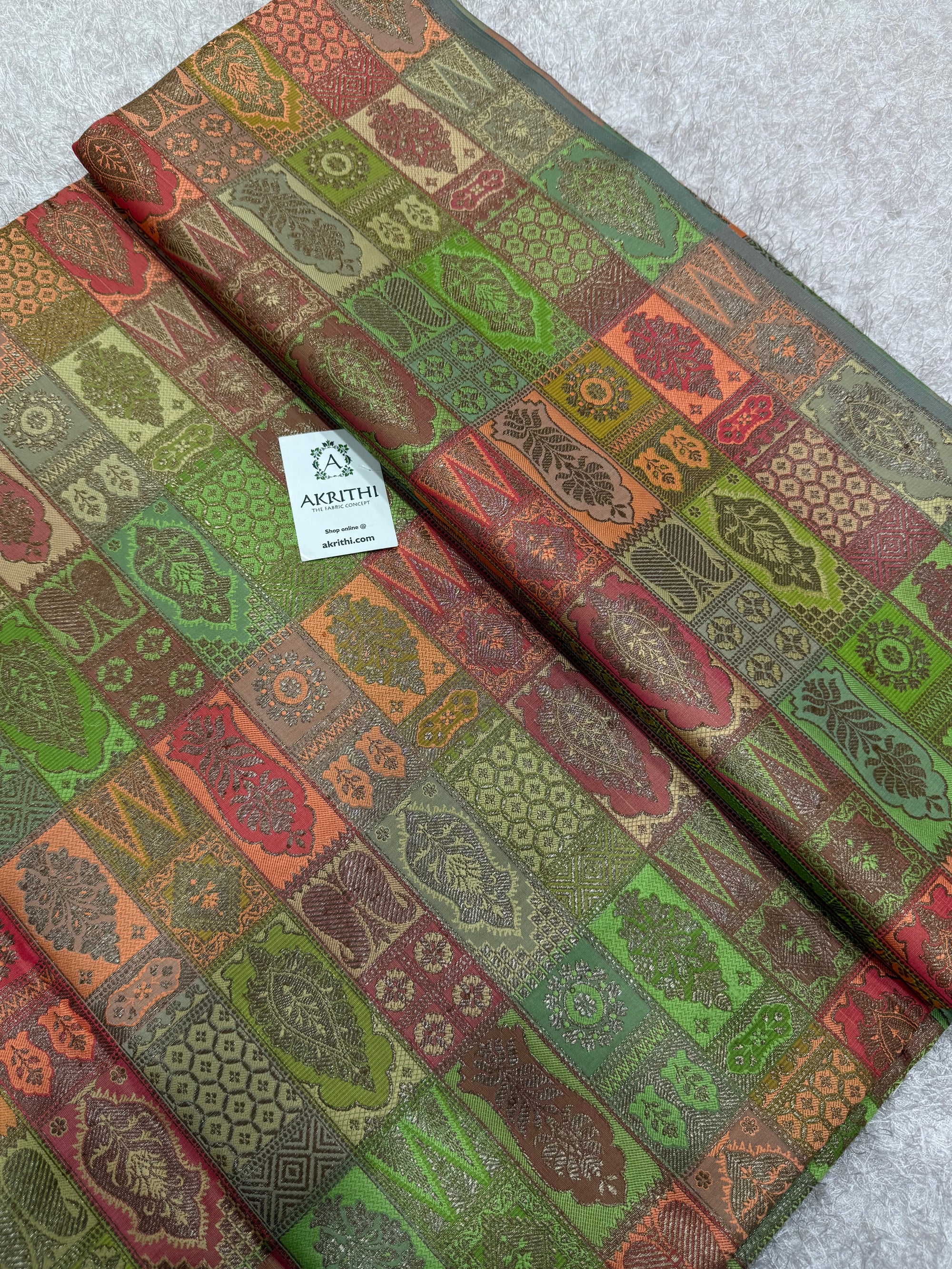 Multicoloured Pure Banarasi brocade fabric