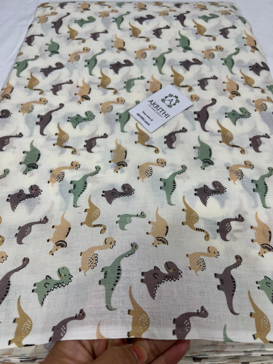 Printed pure mul cotton fabric