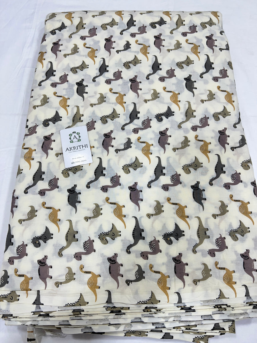 Printed pure mul cotton fabric