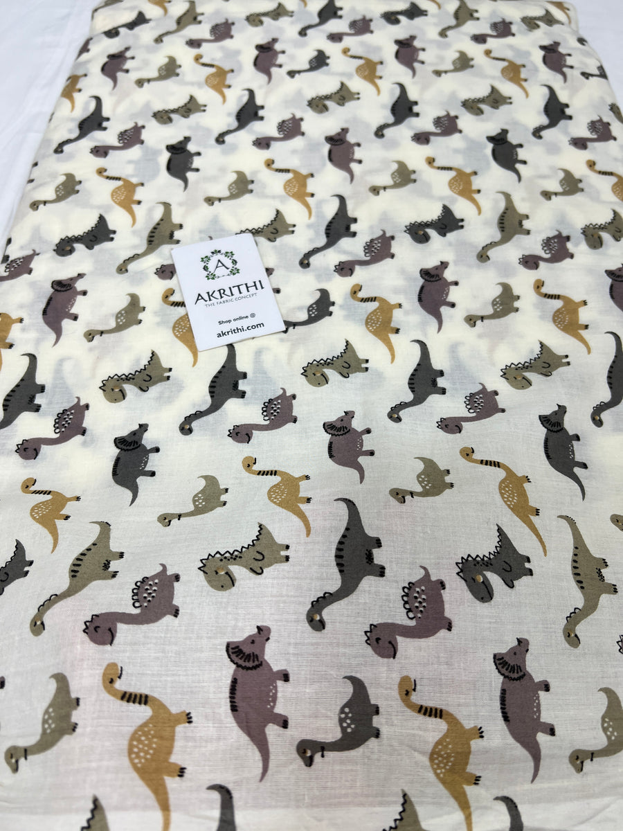 Printed pure mul cotton fabric