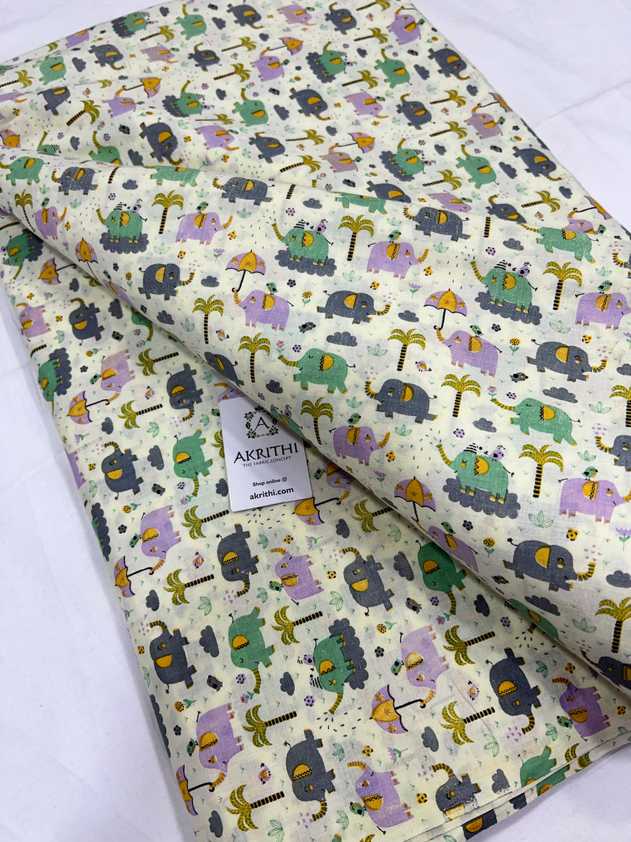 Printed pure mul cotton fabric