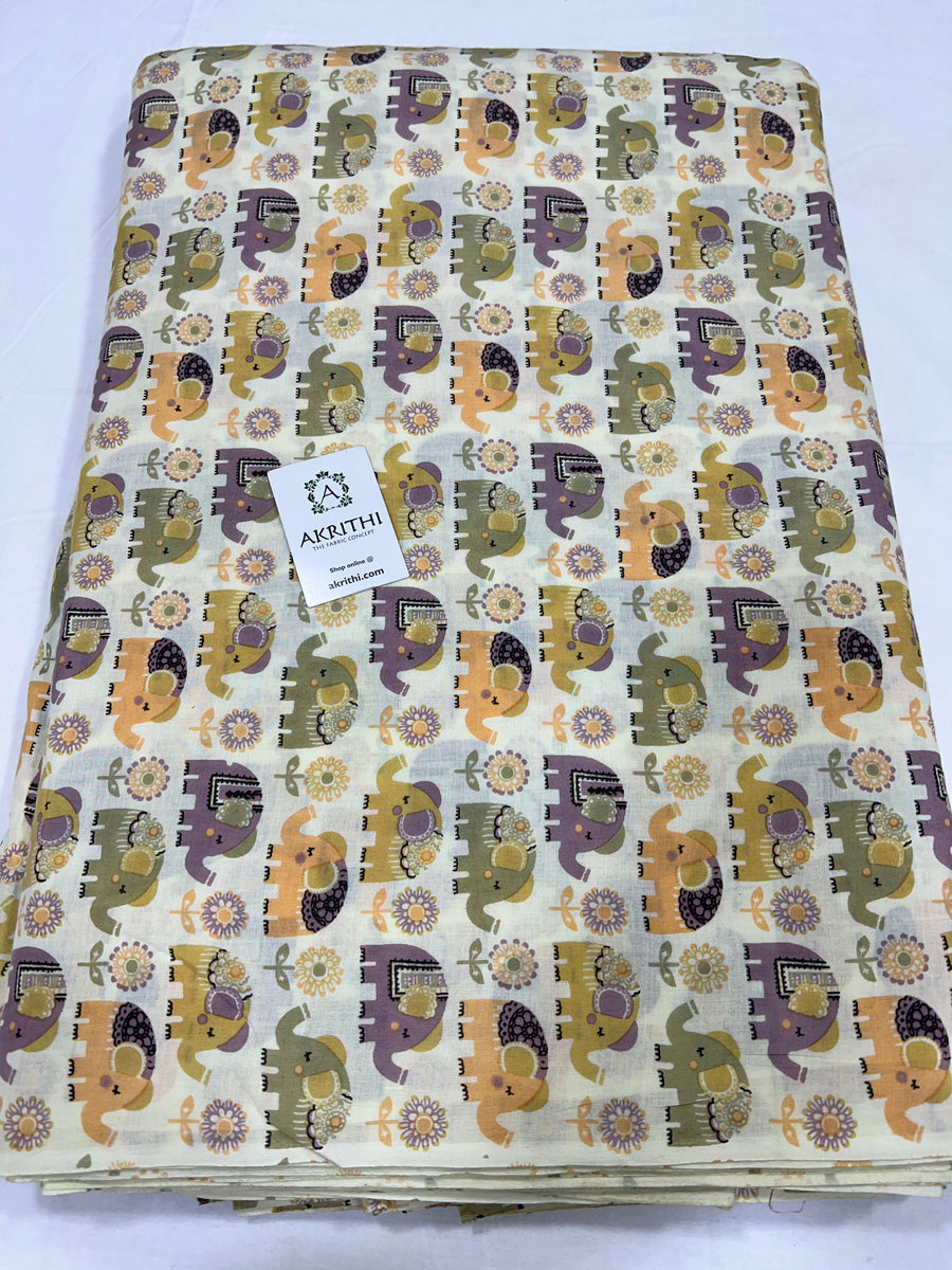 Printed pure mul cotton fabric