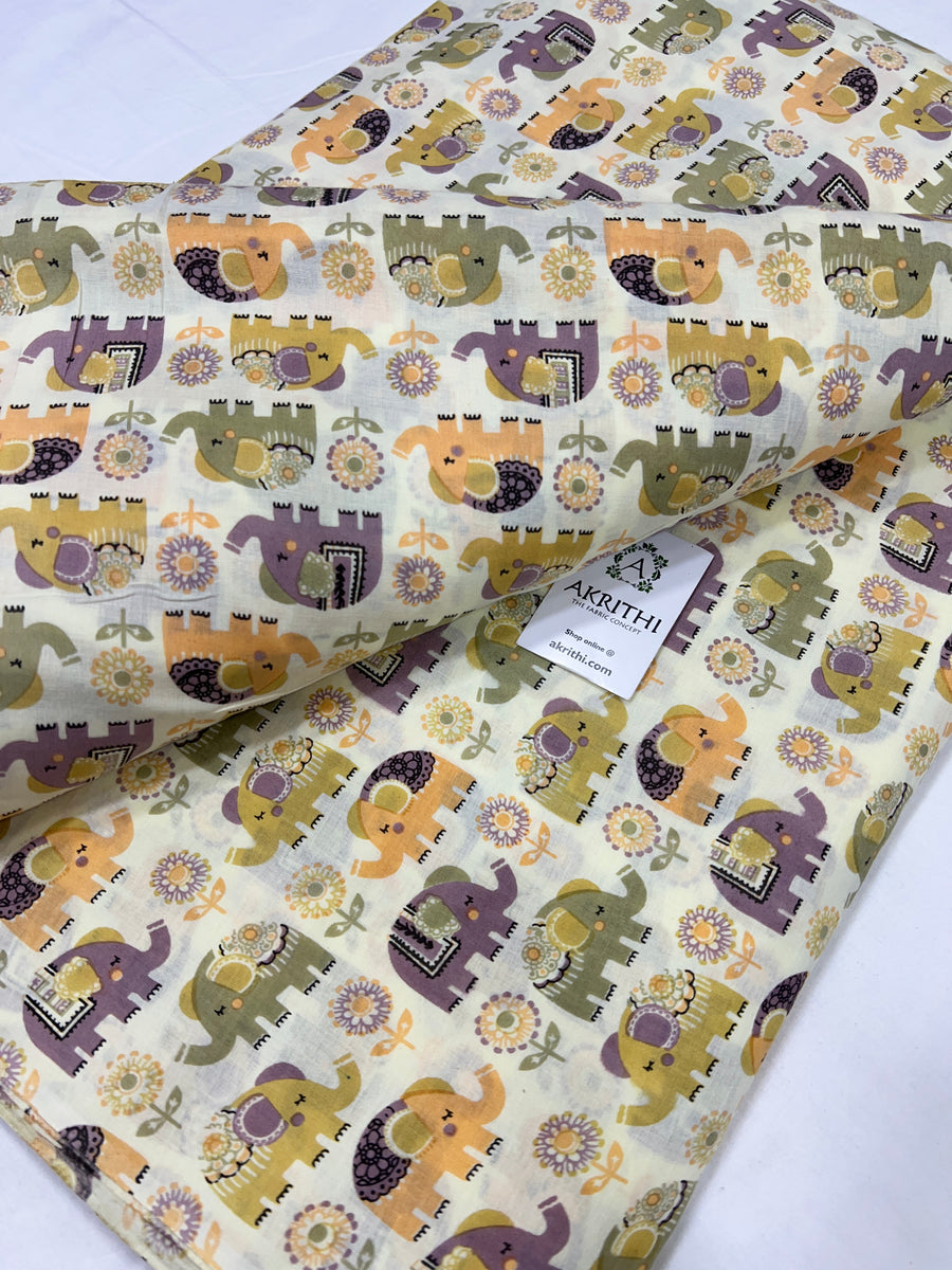 Printed pure mul cotton fabric