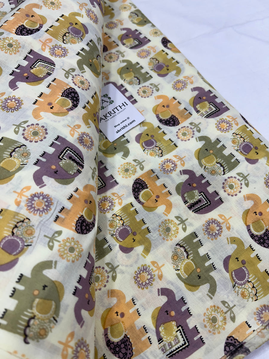 Printed pure mul cotton fabric