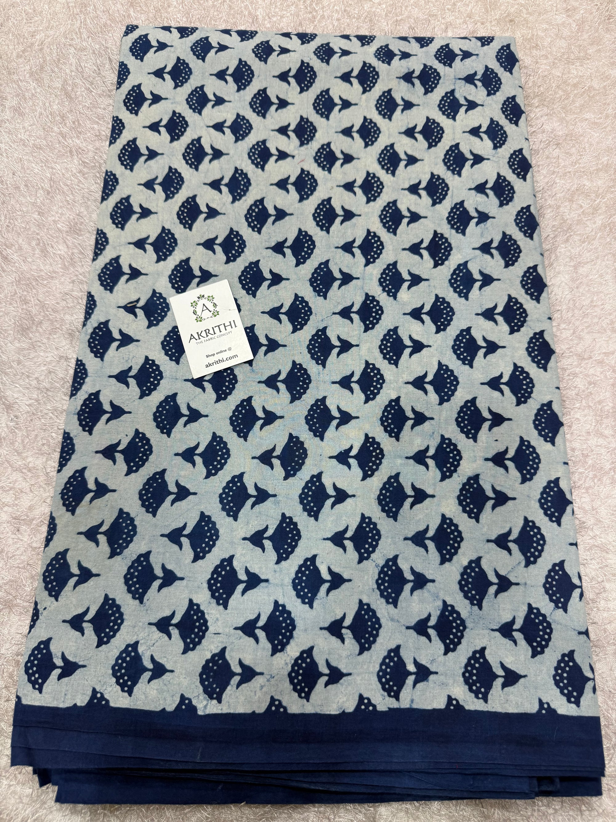 Dabu indigo Hand block printed cotton fabric