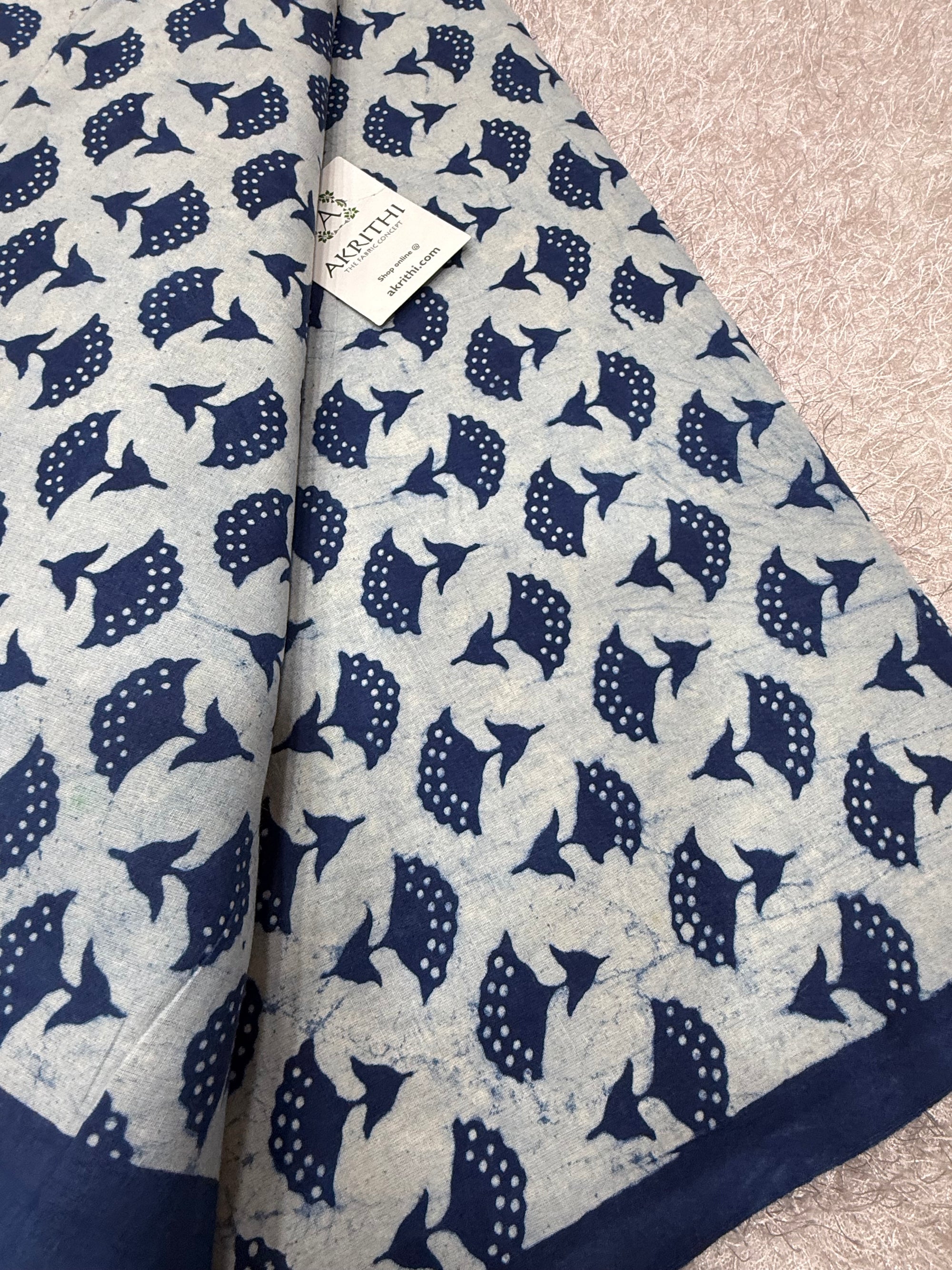 Dabu indigo Hand block printed cotton fabric