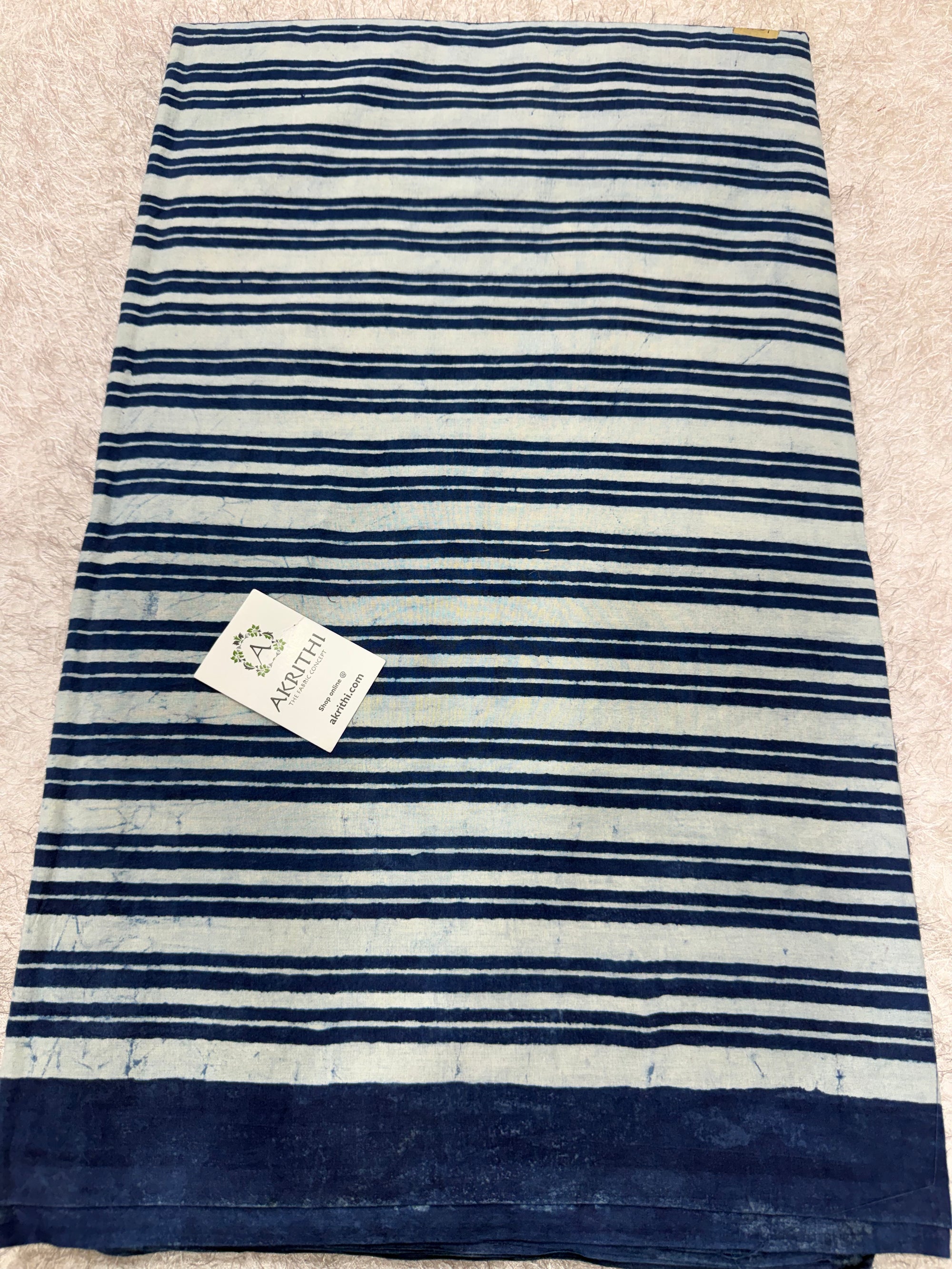Dabu indigo Hand block printed cotton fabric