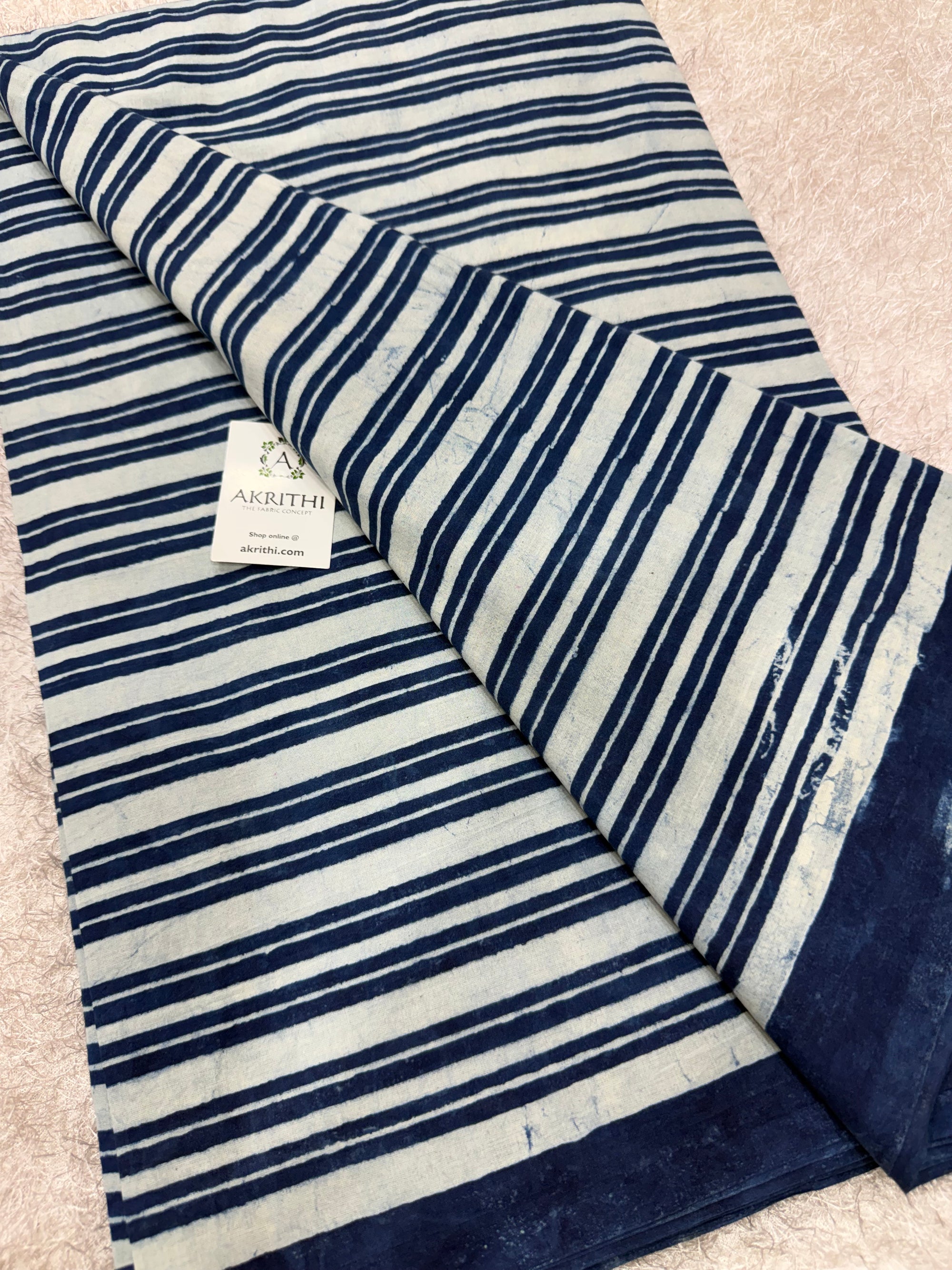 Dabu indigo Hand block printed cotton fabric