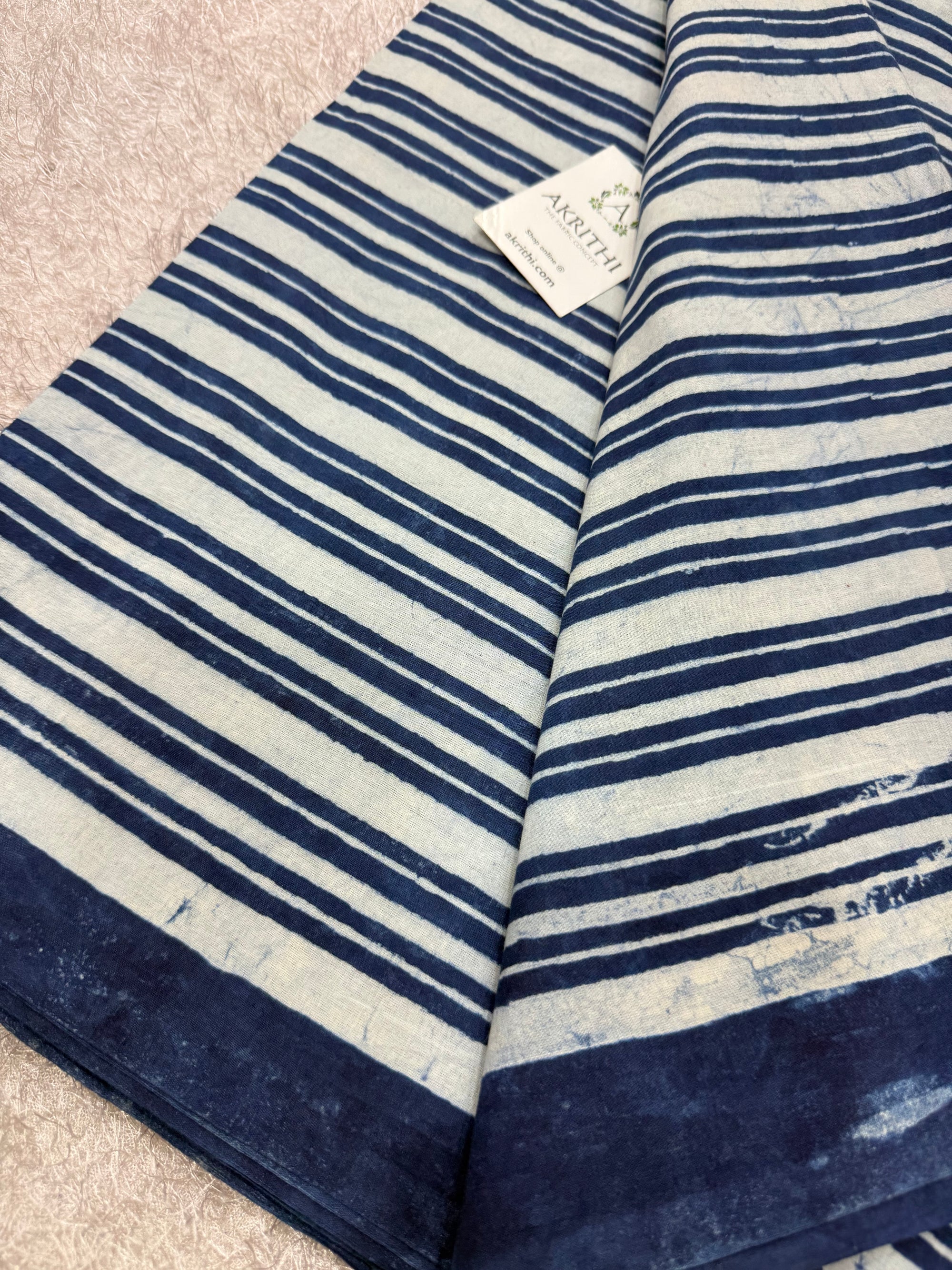 Dabu indigo Hand block printed cotton fabric