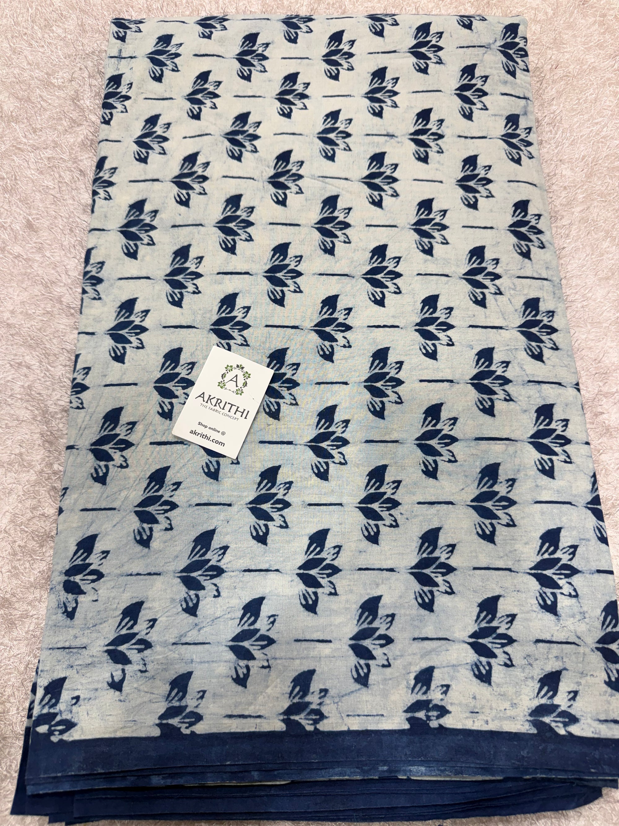 Dabu indigo Hand block printed cotton fabric