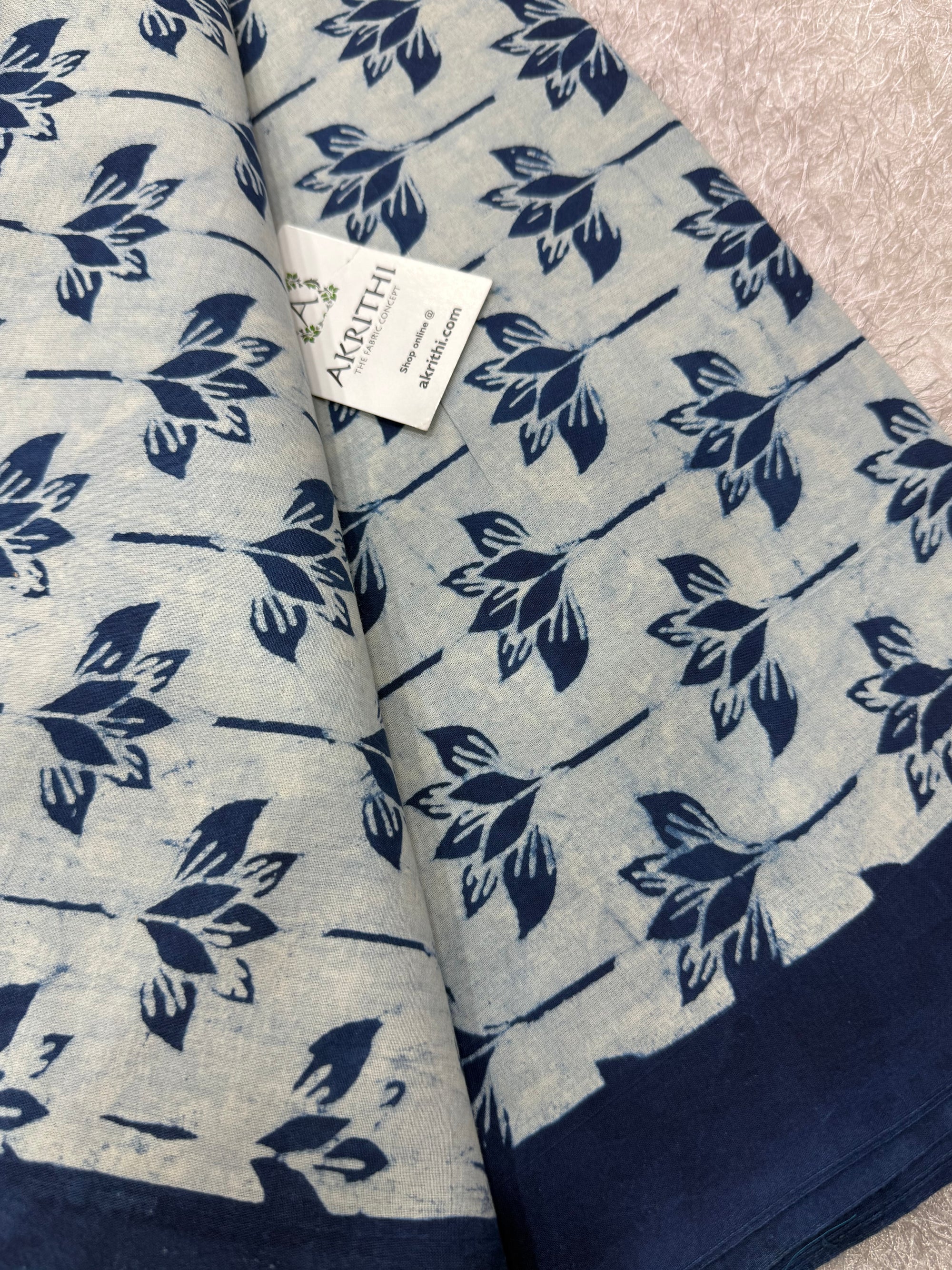 Dabu indigo Hand block printed cotton fabric