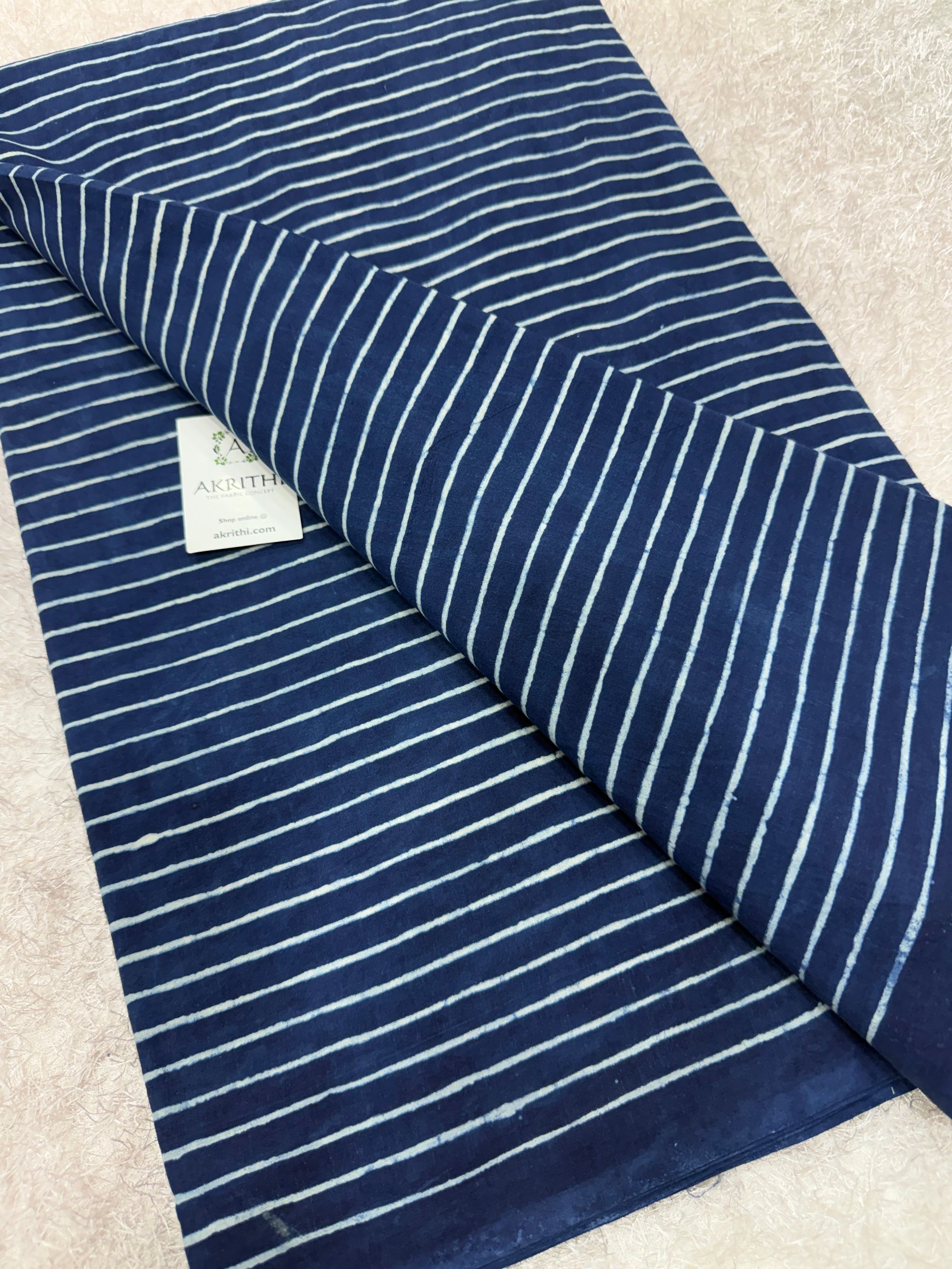 Dabu indigo Hand block printed cotton fabric
