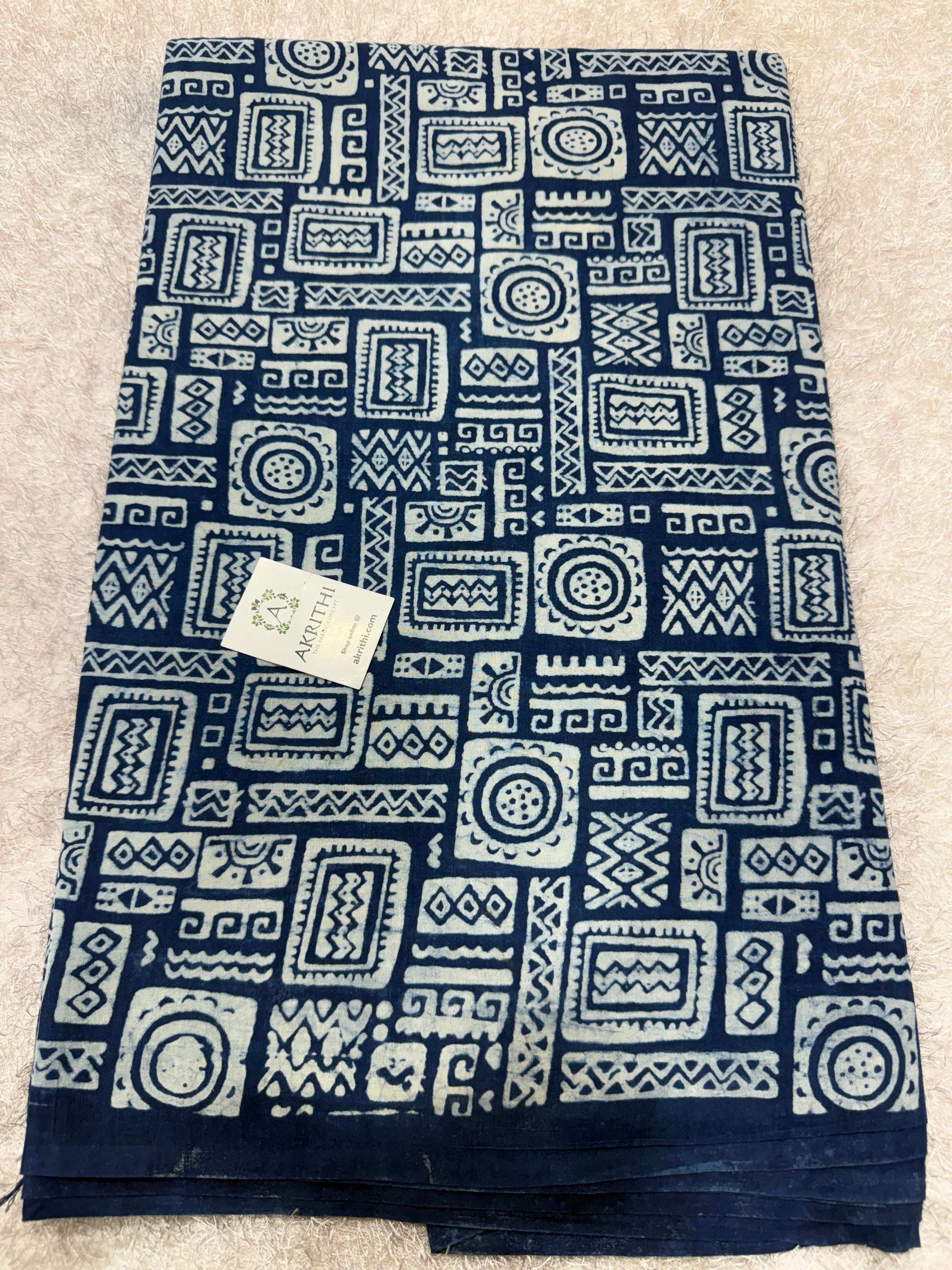 Dabu indigo Hand block printed cotton fabric