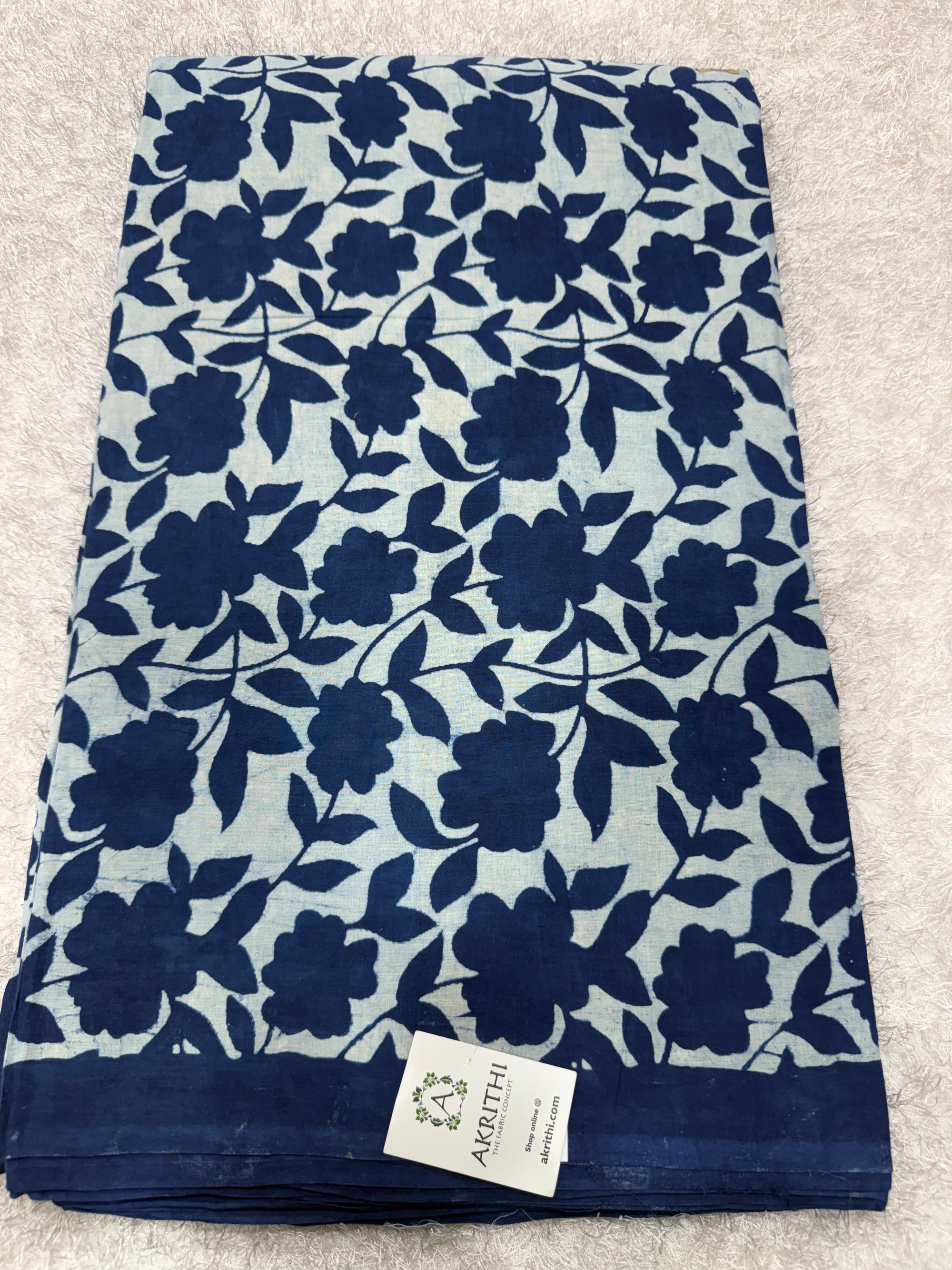Dabu indigo Hand block printed cotton fabric