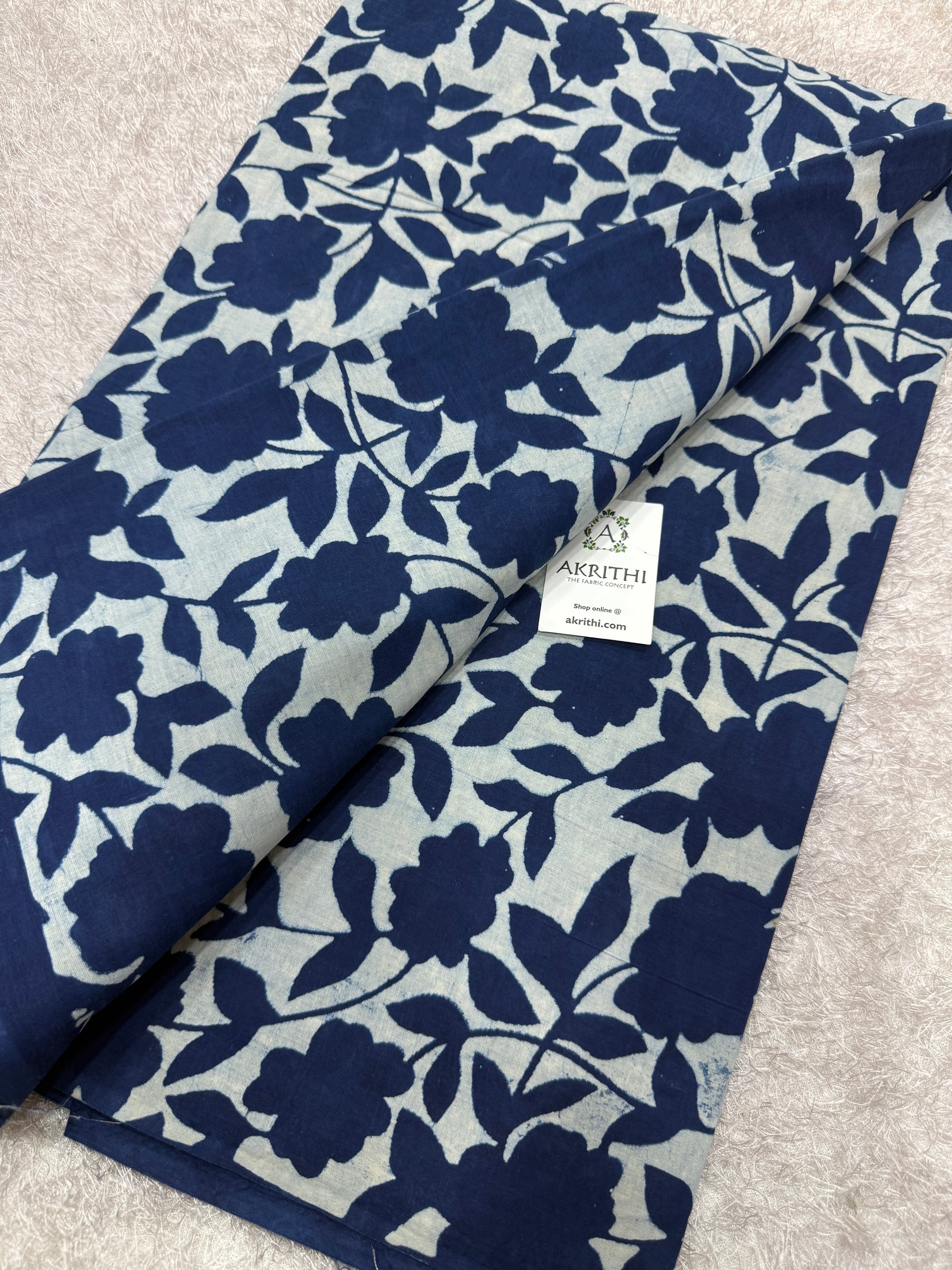 Dabu indigo Hand block printed cotton fabric