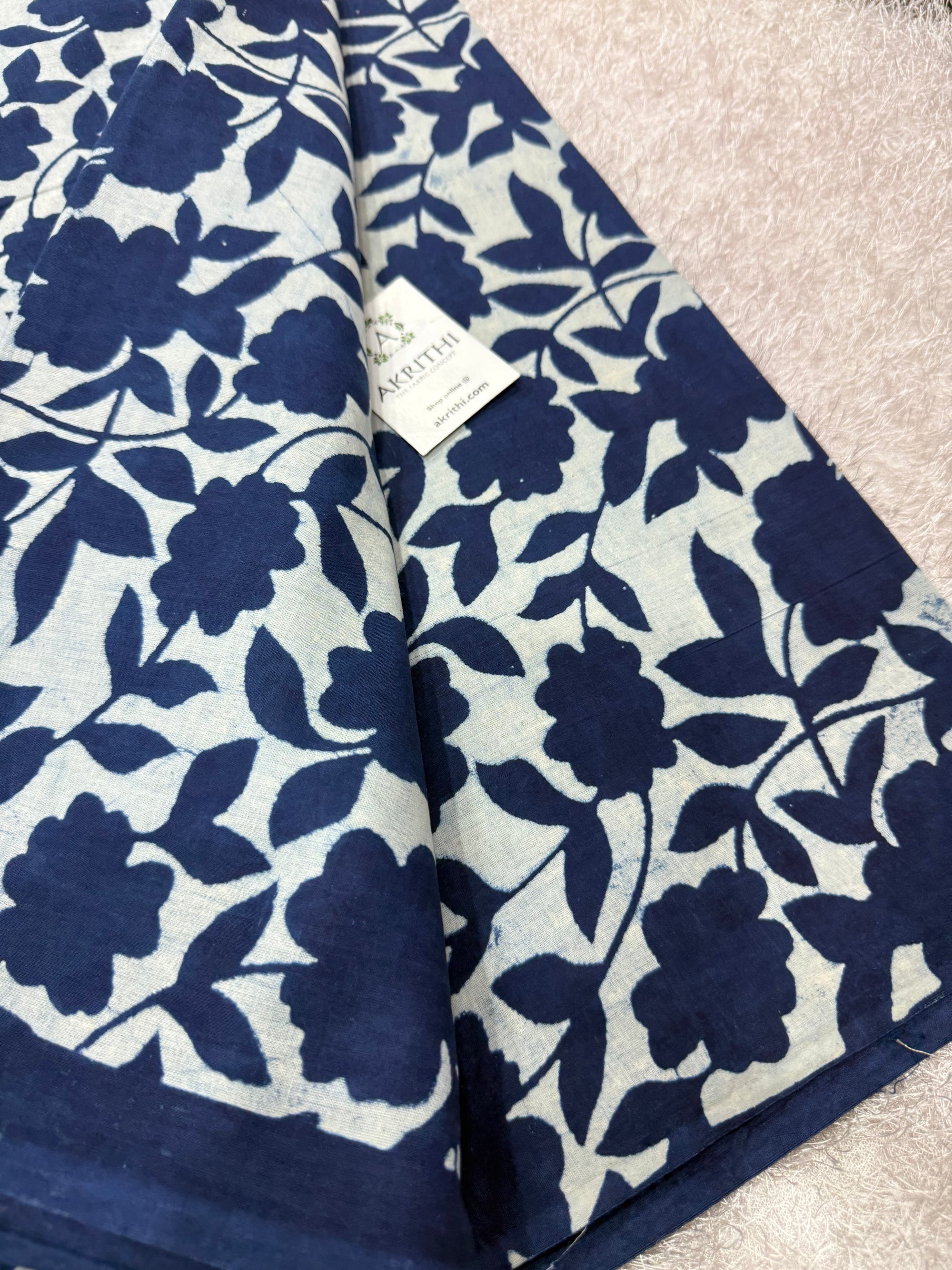 Dabu indigo Hand block printed cotton fabric