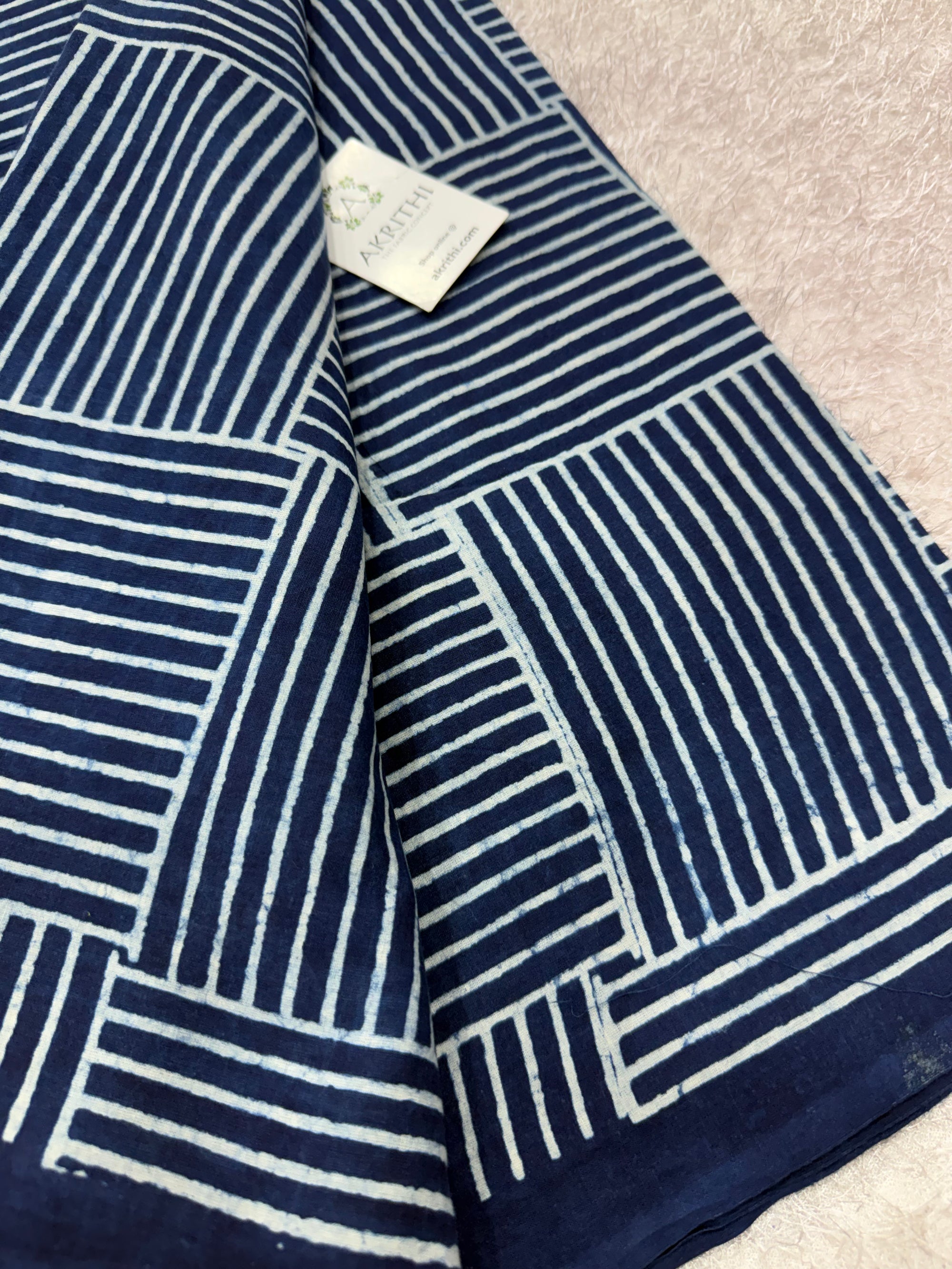 Dabu indigo Hand block printed cotton fabric