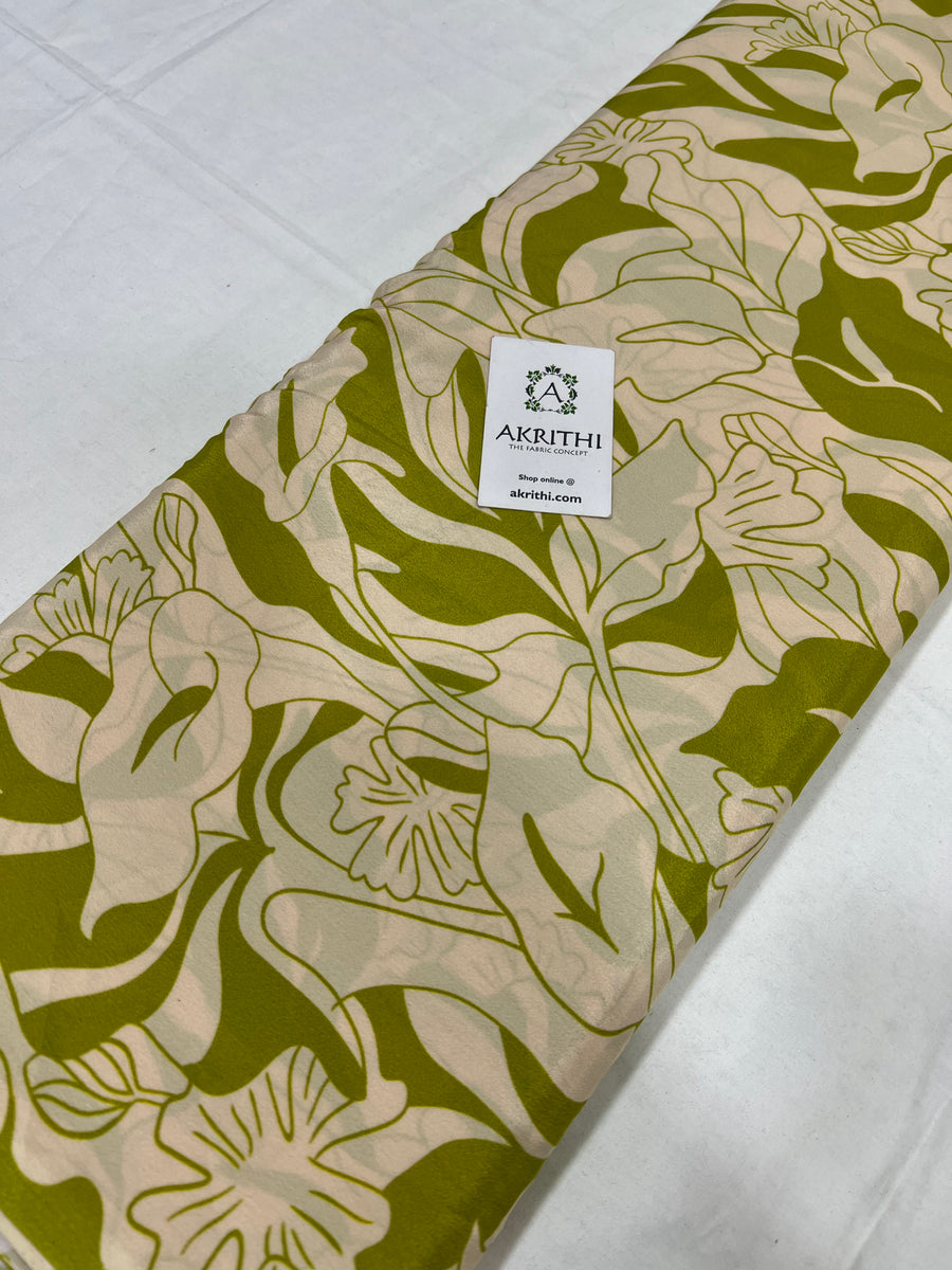 Digital floral printed mysore crepe fabric