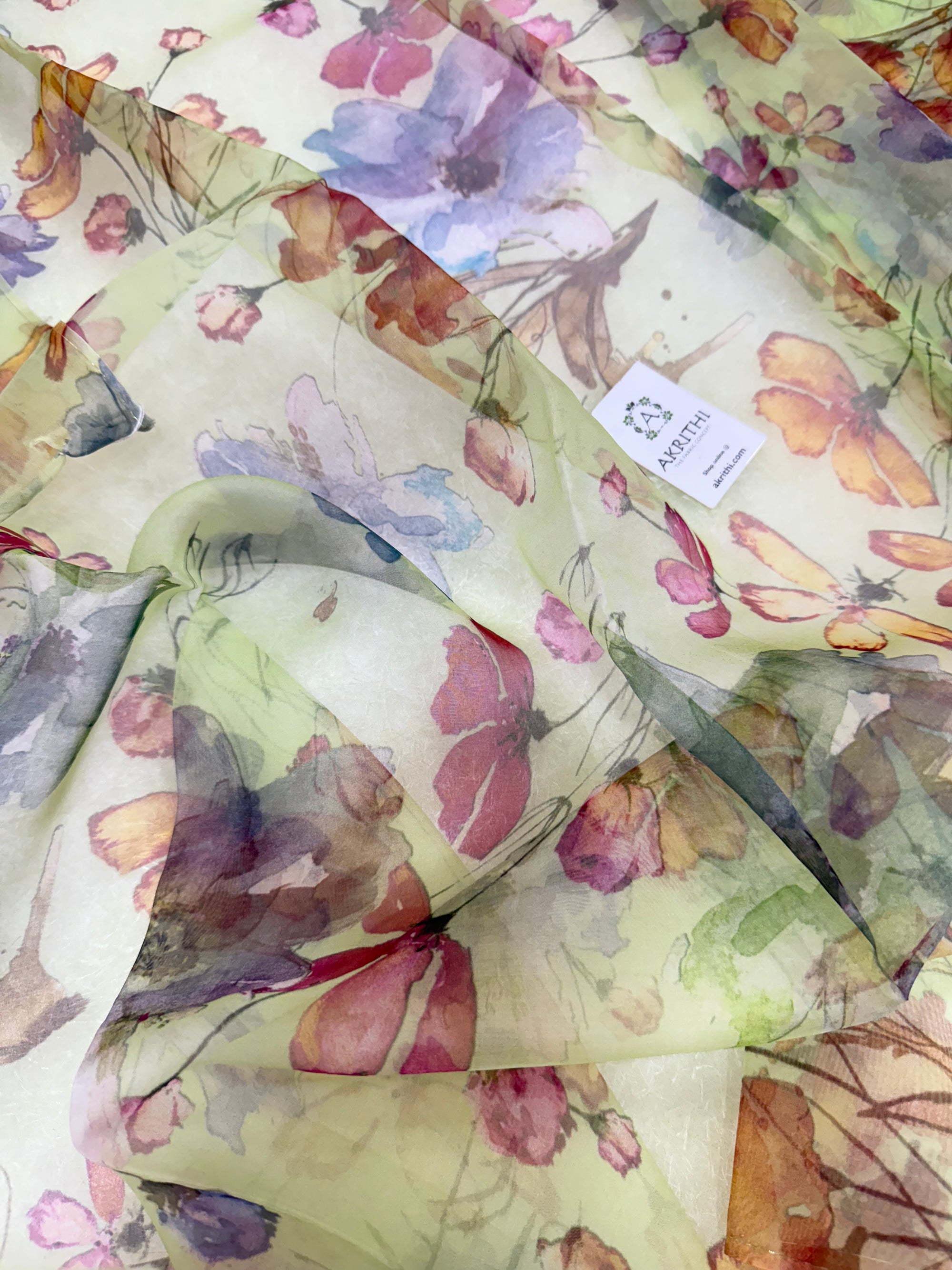 Pure silk organza digital printed fabric