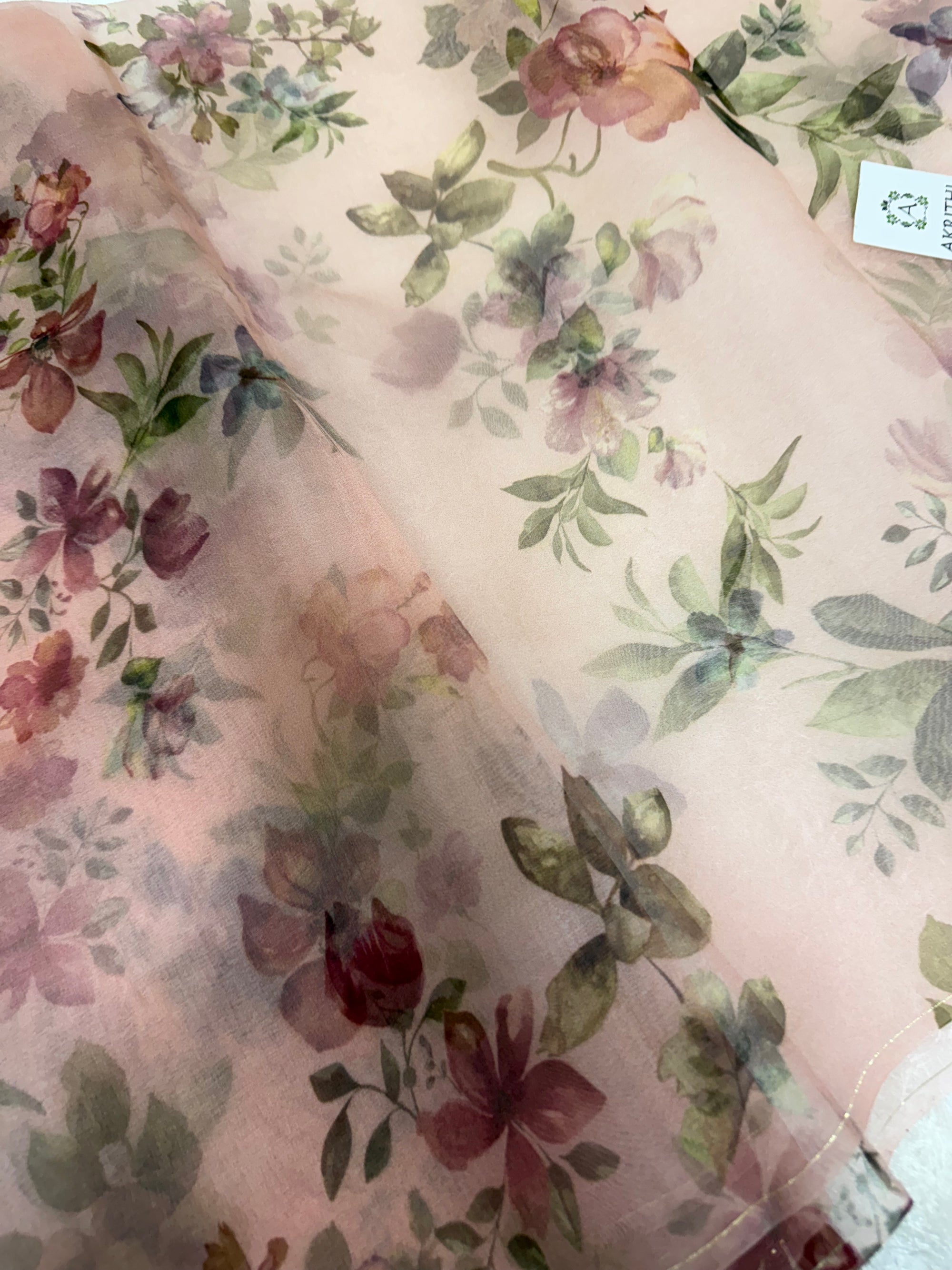 Pure silk organza digital printed fabric