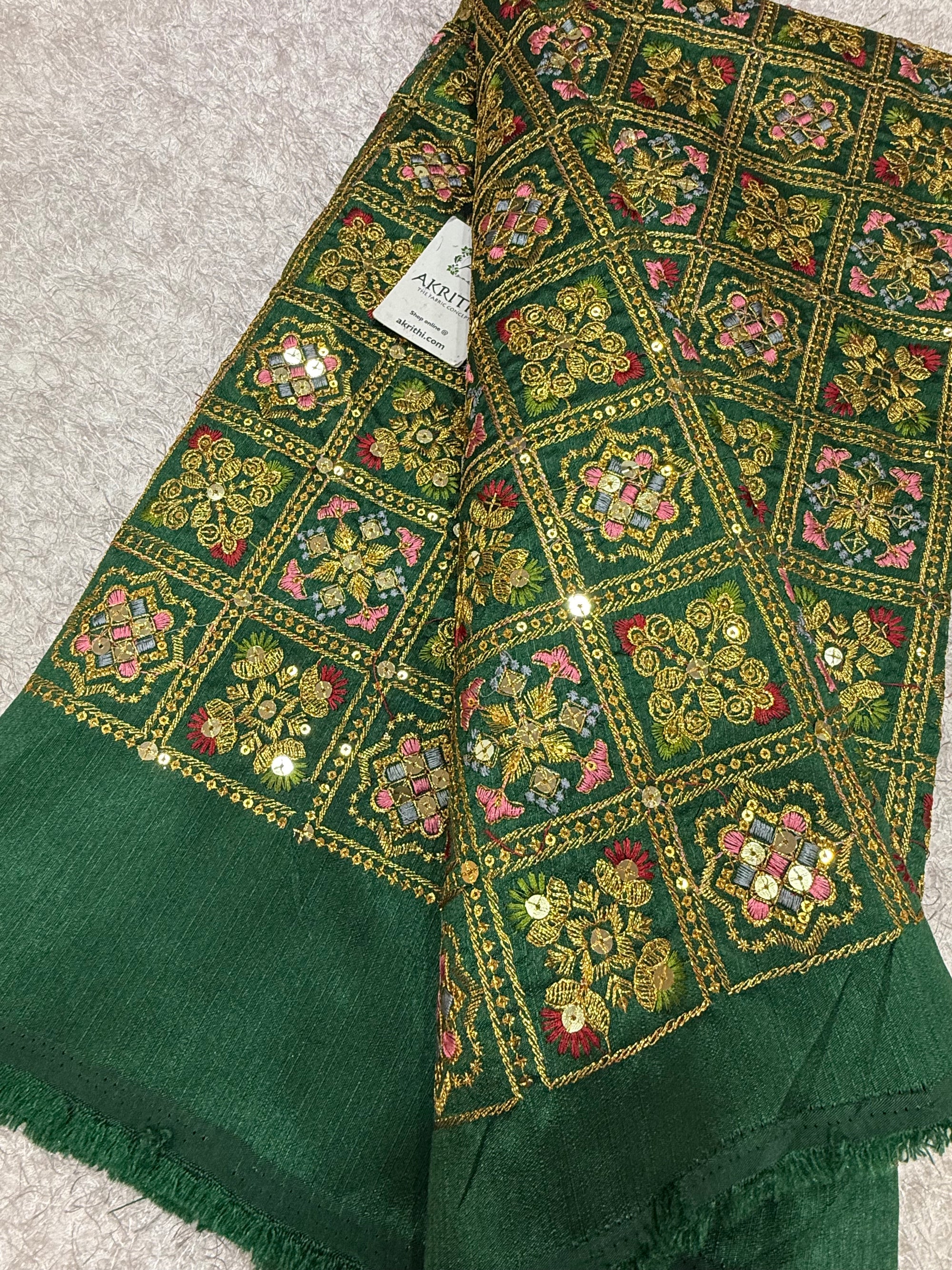 Embroidered Raw silk fabric
