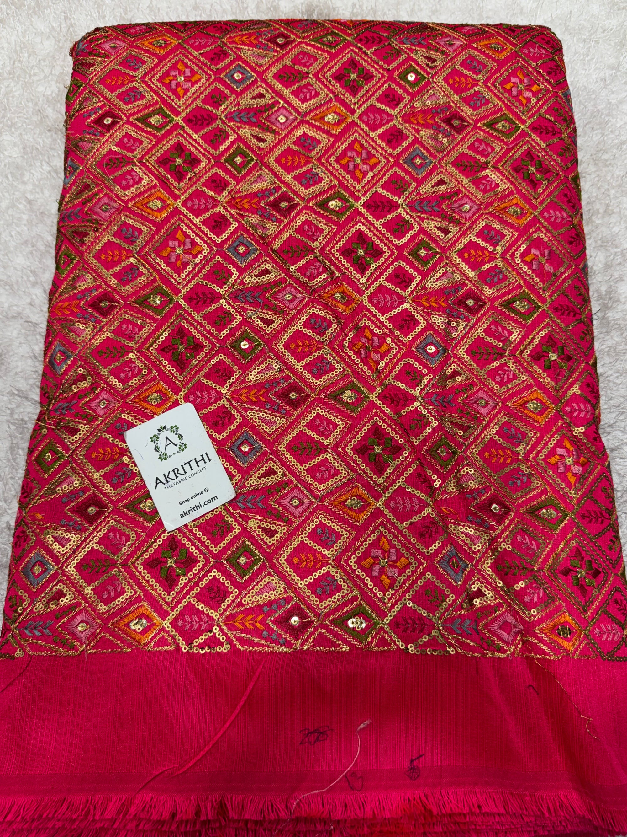 Embroidered Raw silk fabric