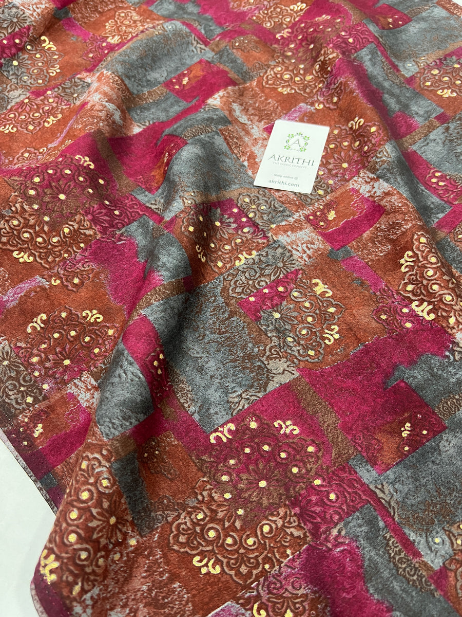 Printed silk fabric