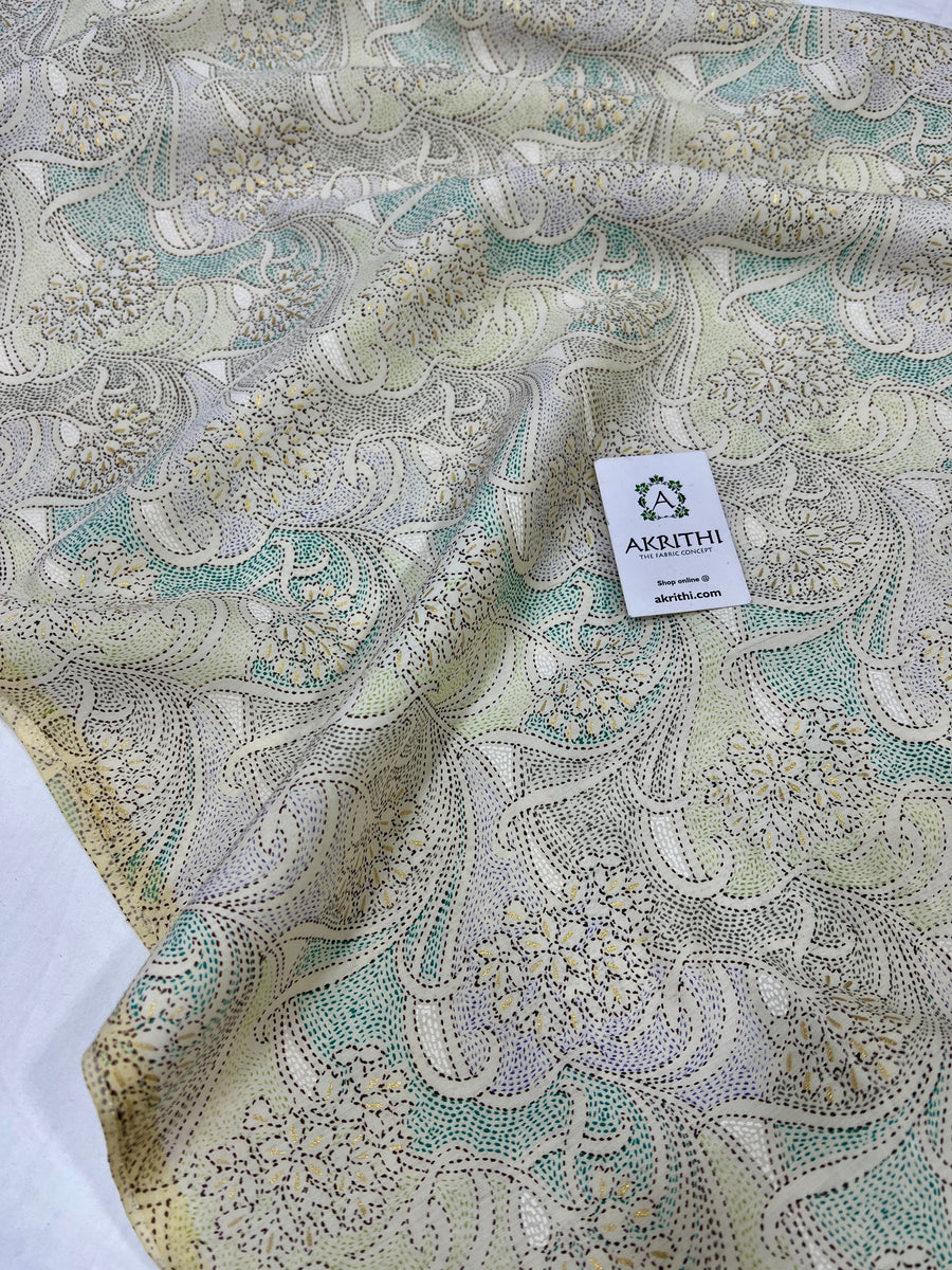 Printed silk fabric