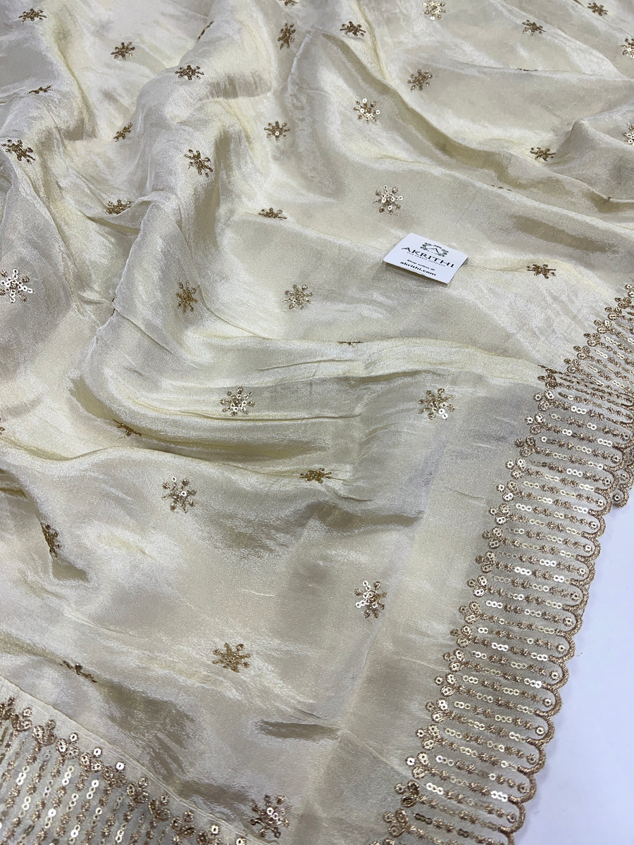 Embroidered tissue dupatta