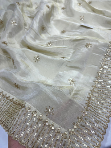 Embroidered tissue dupatta