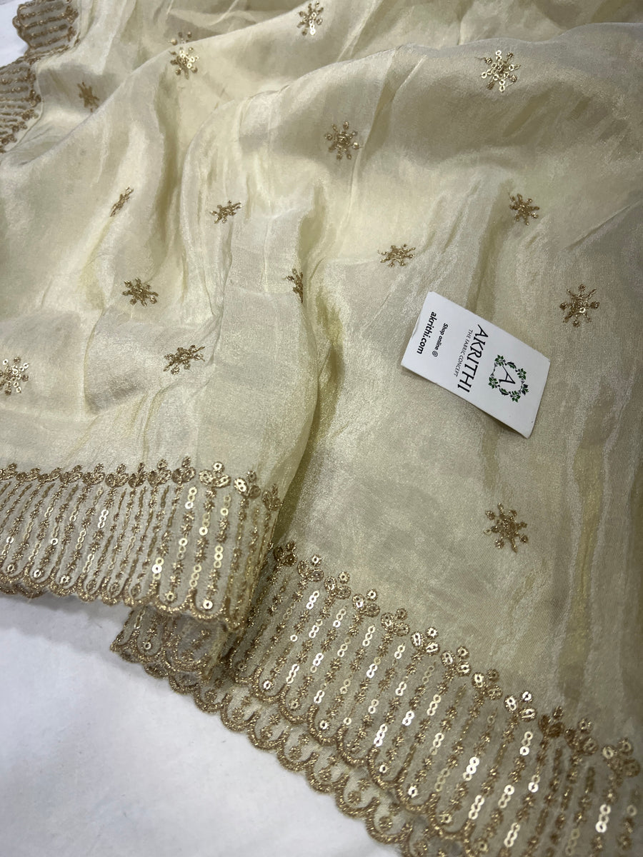 Embroidered tissue dupatta