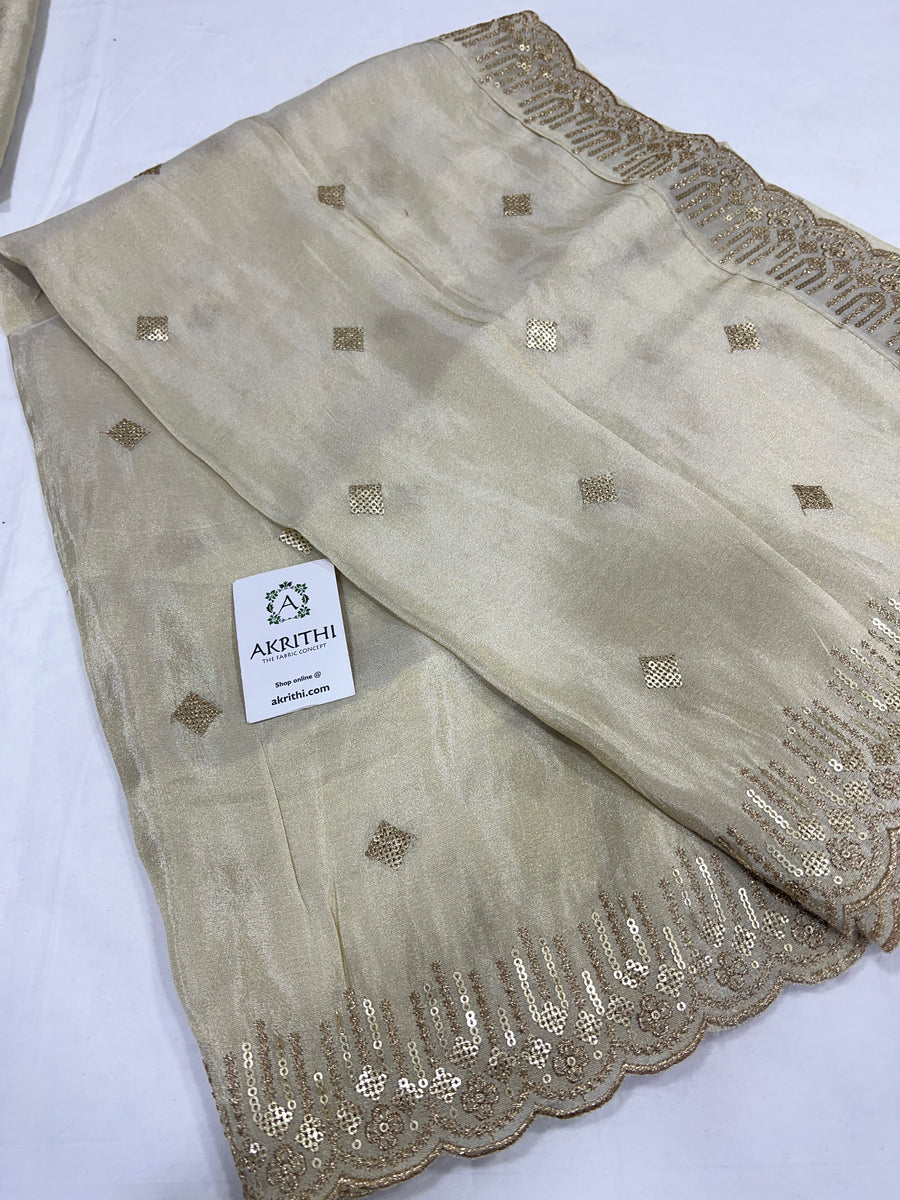 Embroidered tissue dupatta