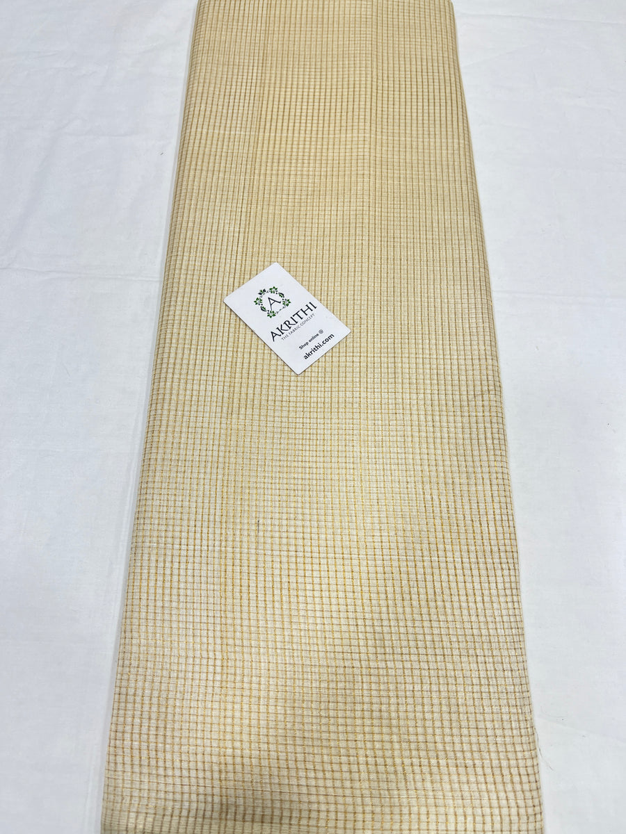 DYEABLE GOLD TISSUE CHECKS PURE TUSSAR SILK FABRIC