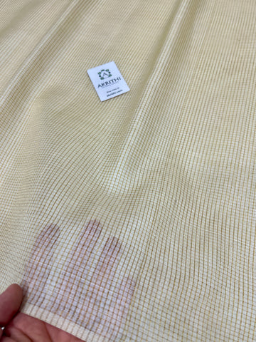 DYEABLE GOLD TISSUE CHECKS PURE TUSSAR SILK FABRIC