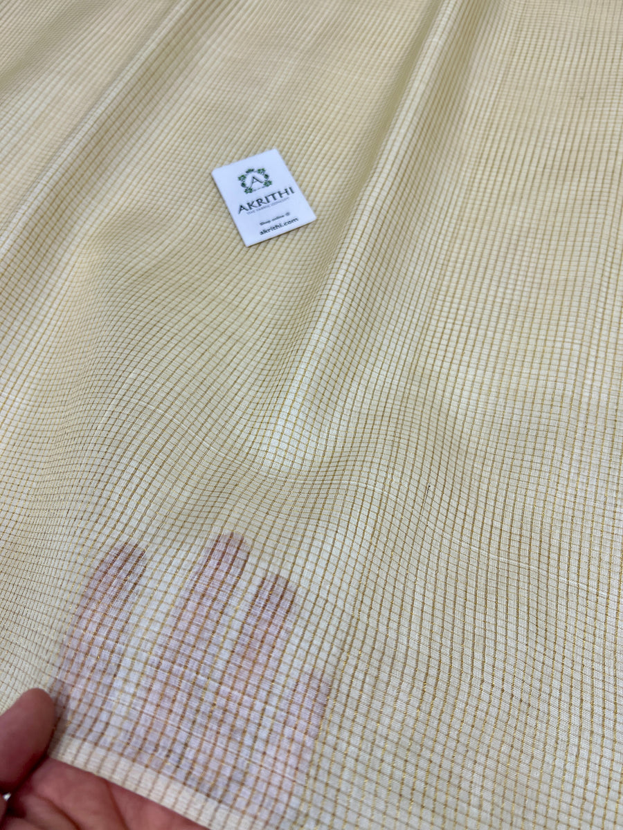 DYEABLE GOLD TISSUE CHECKS PURE TUSSAR SILK FABRIC