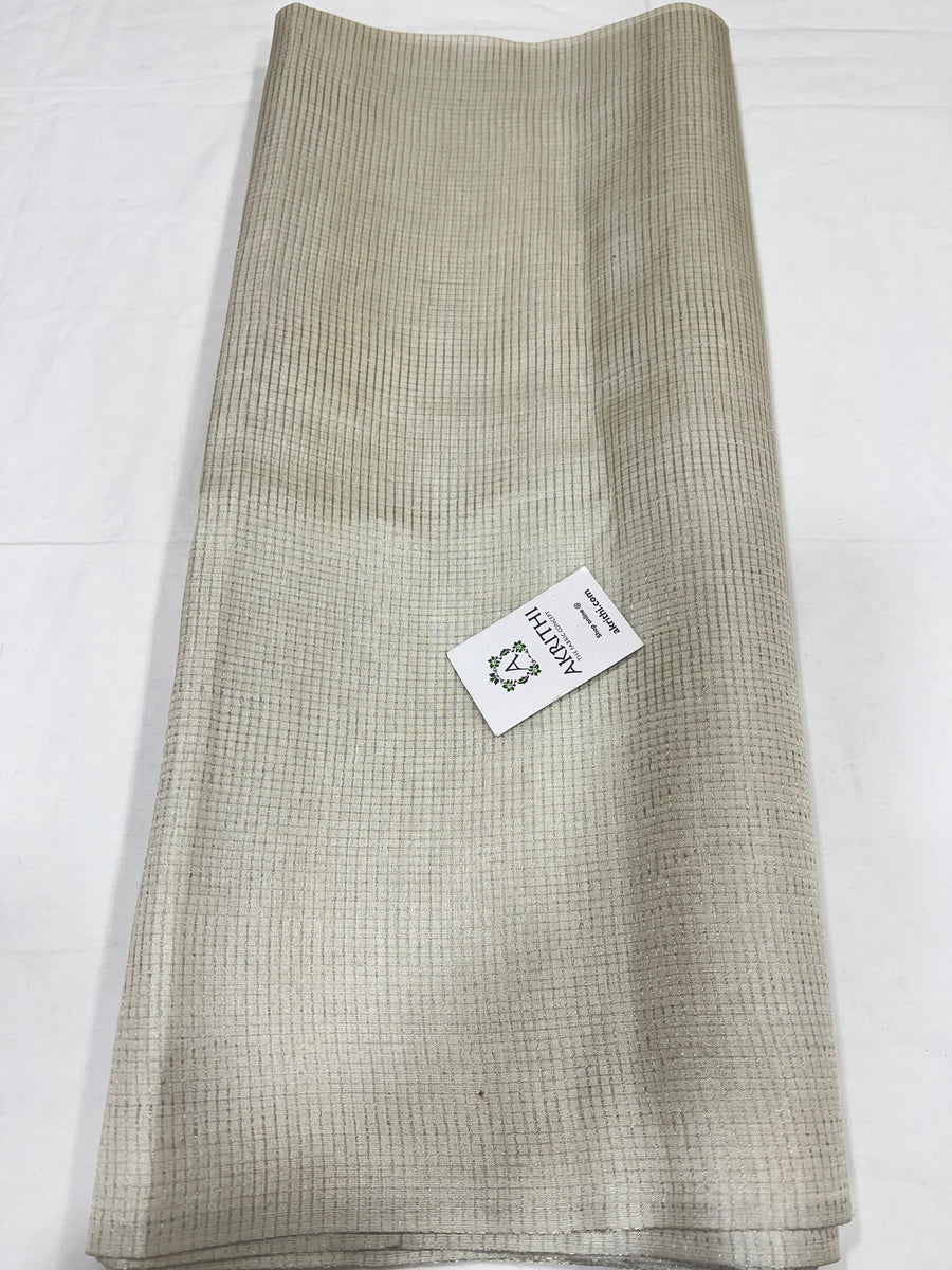 DYEABLE SILVER TISSUE CHECKS PURE TUSSAR SILK FABRIC (Copy)